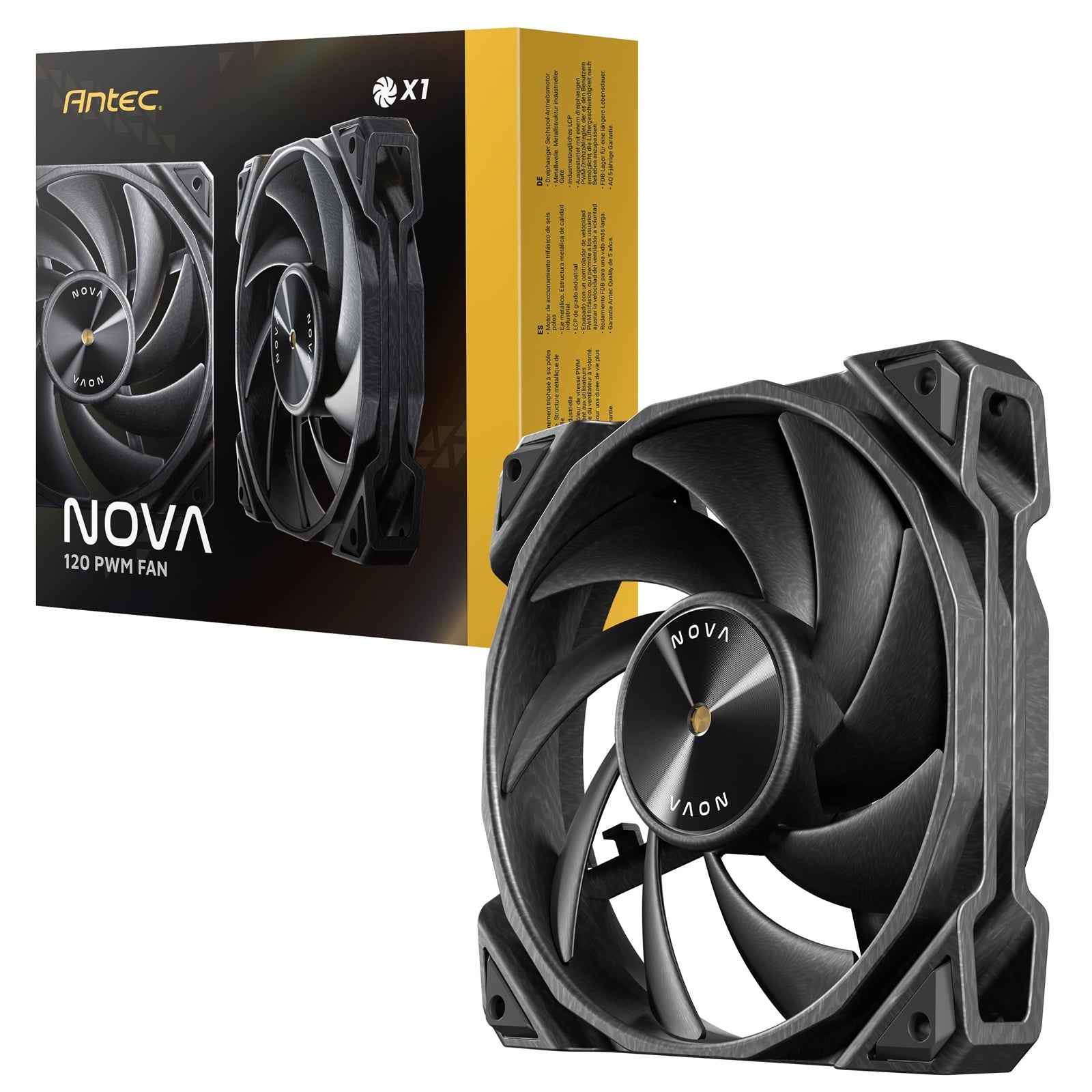 Antec NOVA 120 PWM Fan - High-Performance Cooling with Fluid Dynamic Bearing, Precise Three-Phase Speed Control, Industrial-Grade Metal Construction, and Dustproof Design