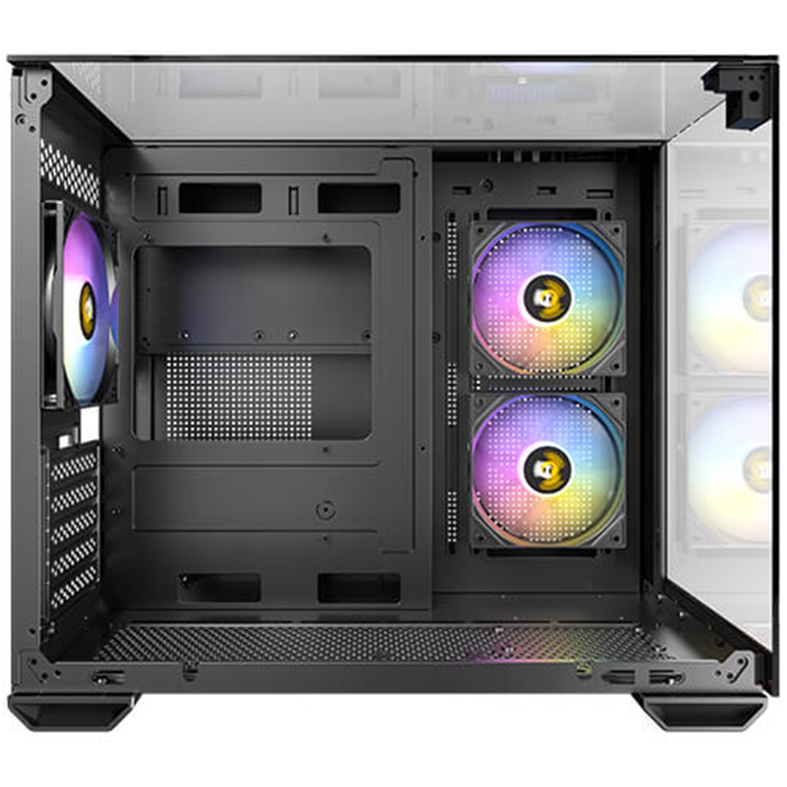 Antec CX600M Trio ARGB Mini Tower Gaming Case, Black, Tempered Glass Panels, Dual Chamber Design, Vertical Cooling, Pre-Installed ARGB Fans, Water Cooling Support,