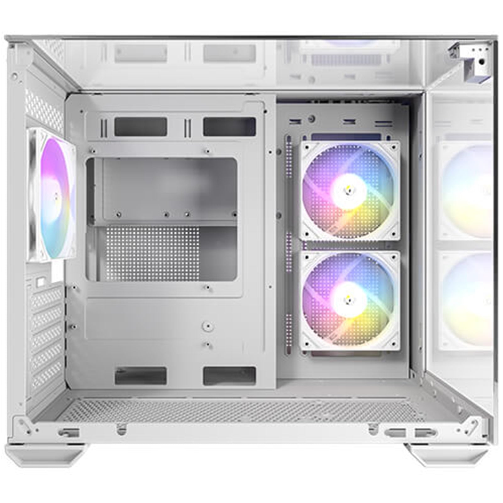 Antec CX600M Trio ARGB Mini Tower Gaming Case, White, Tempered Glass Panels, Dual Chamber Design, Vertical Cooling, Pre-Installed ARGB Fans, Water Cooling Support