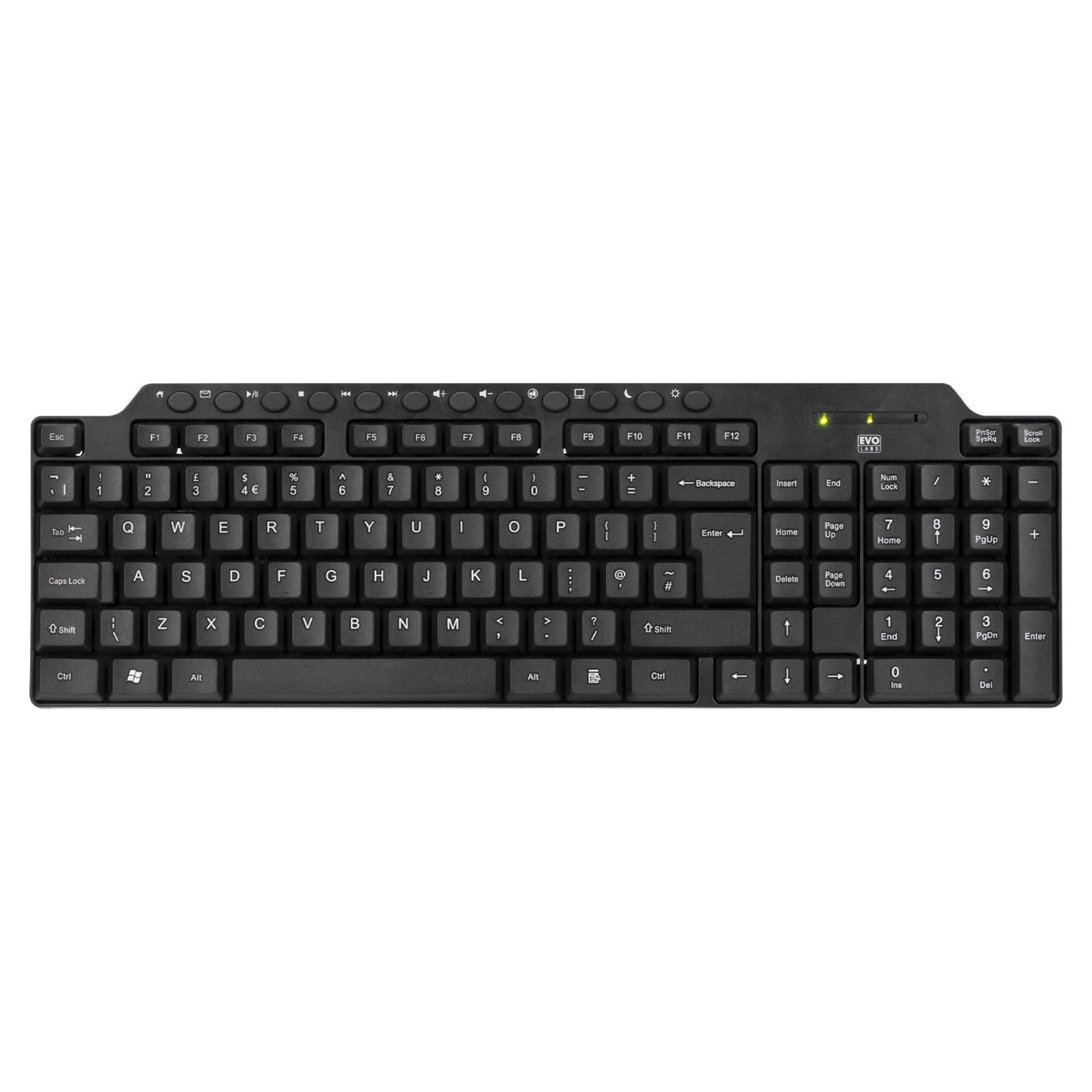 Evo Labs CM-501UK Wired Multimedia Keyboard and Mouse Combo Set, USB Plug and Play, Full Size Qwerty UK Layout Keyboard with Optical Sensor Mouse, Ideal for Home or Office, Black