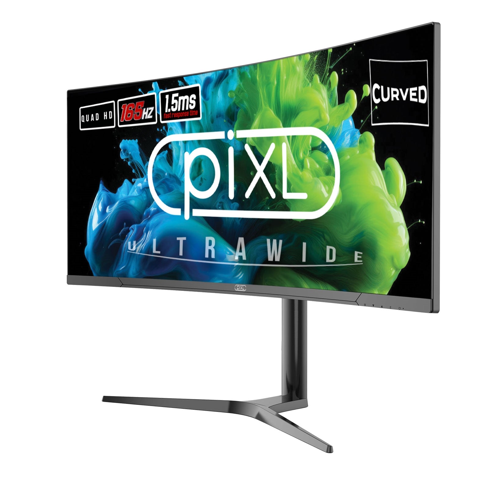 piXL CM34C7 34 Inch Ultrawide Gaming Monitor, 165Hz, 1.5ms, 3440x1440, HDMI, DisplayPort, USB Type-C, USB-B, USB-A x 2, Audio, Curve R1500, Height Adjustable, 3 Year Warranty