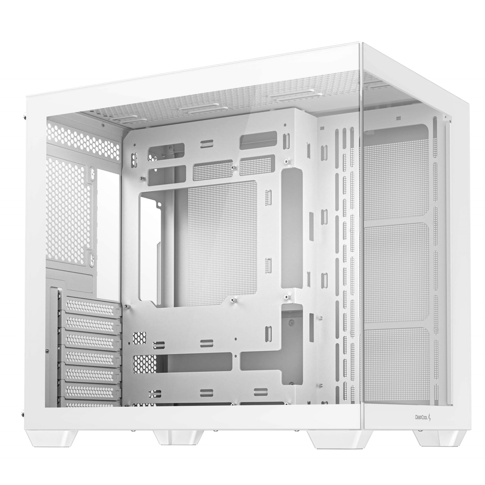 DeepCool CG530 Dual-Chamber Computer Case, Tempered Glass Panels, Advanced Cooling Support, Exceptional Cable Management, White