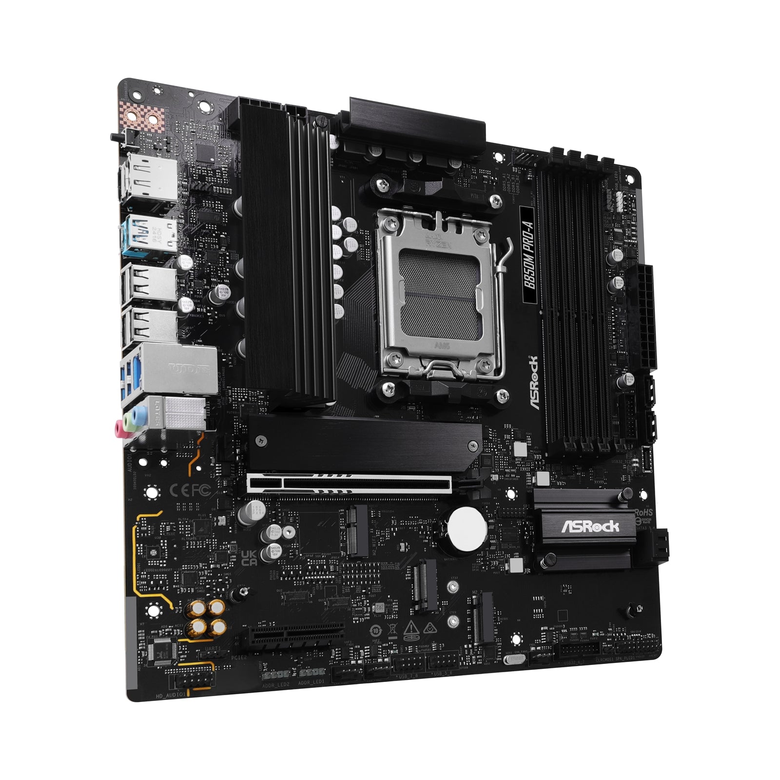 ASRock B850 Pro-A AMD AM5 Socket Motherboard, ATX, 4x DDR5 Slots, 4x M.2 Sockets, 3x USB-C Port, 2.5GbE LAN, 1x HDMI Port / 1x USB-C