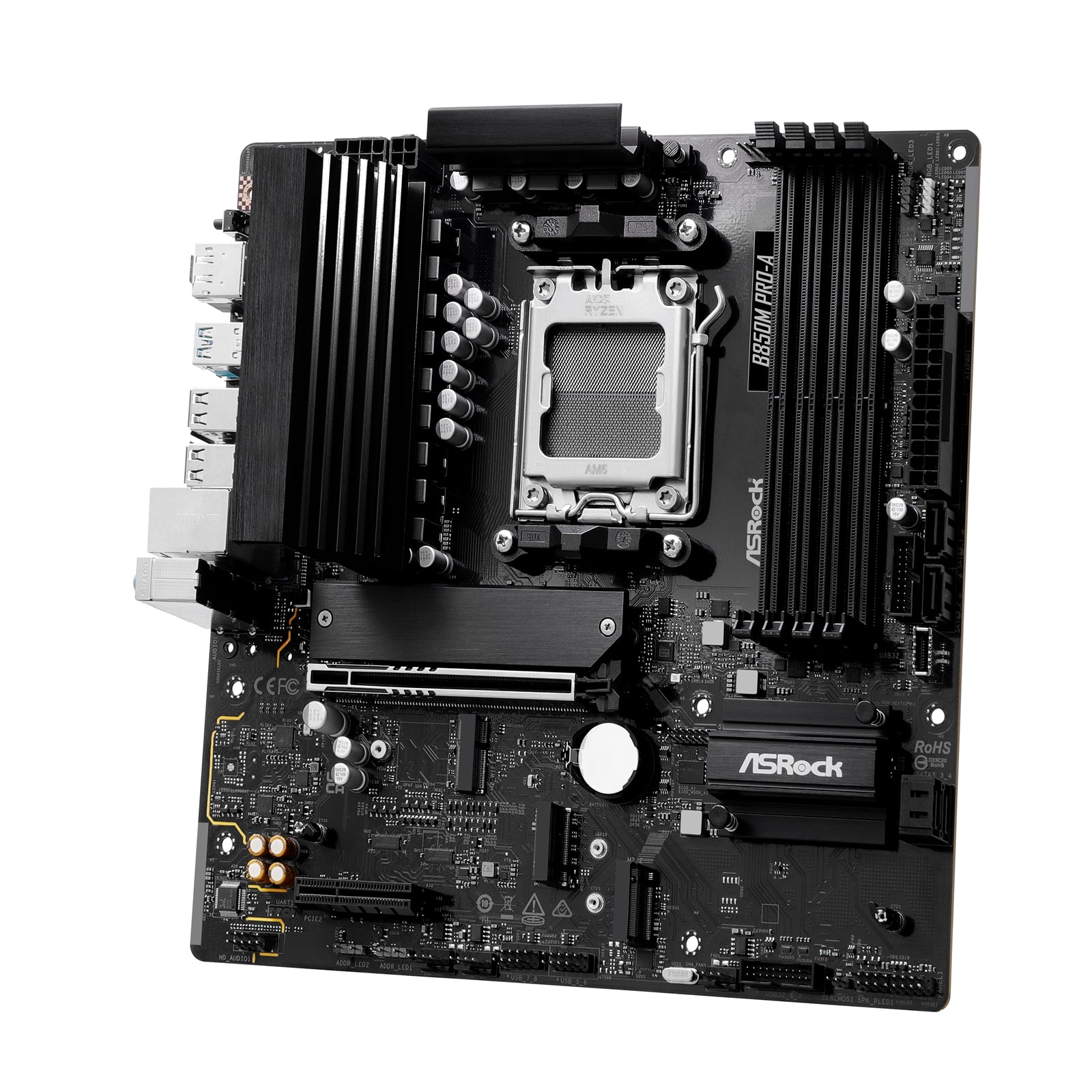 ASRock B850 Pro-A AMD AM5 Socket Motherboard, ATX, 4x DDR5 Slots, 4x M.2 Sockets, 3x USB-C Port, 2.5GbE LAN, 1x HDMI Port / 1x USB-C