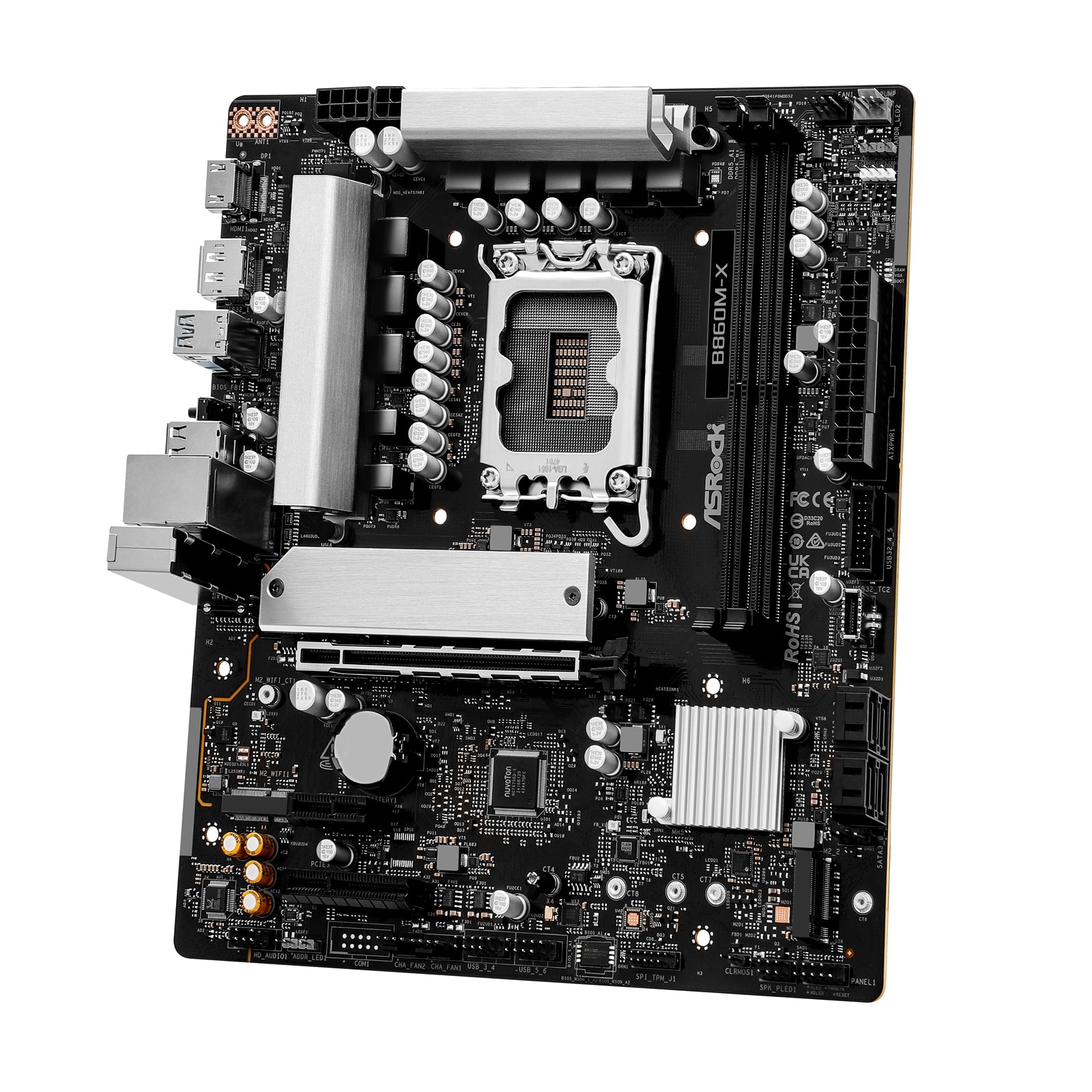 ASRock B860M-X Intel 1851 Socket Motherboard, Micro-ATX, 2x DDR5 Slots, 2x M.2 Sockets, 2x USB-C Port, 2.5GbE LAN, 1x DisplayPort / 1x HDMI Port