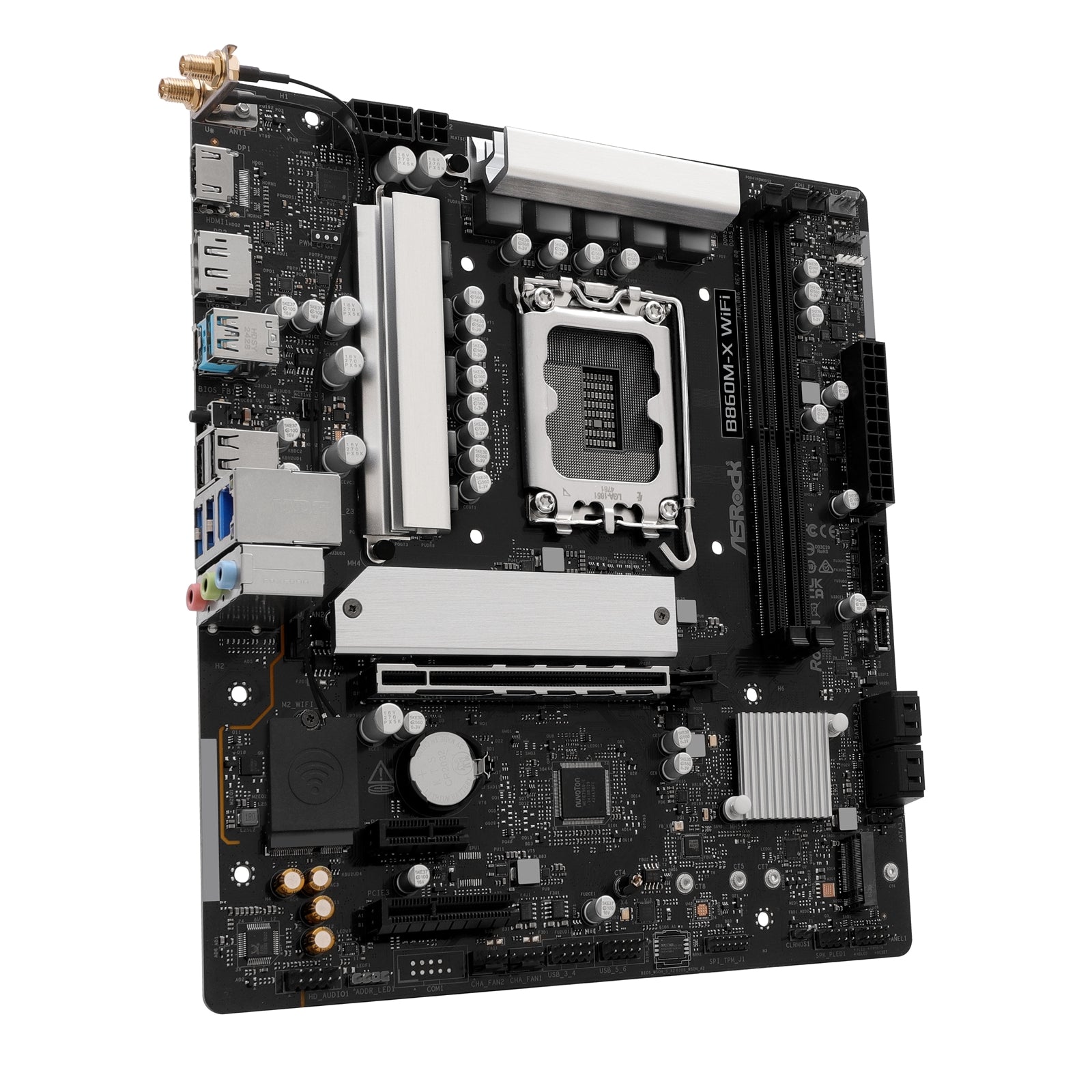 ASRock B860M-X WiFi Intel 1851 Socket Motherboard, Micro-ATX, 2x DDR5 Slots, 2x M.2 Sockets, 2x USB-C Port, 2.5GbE LAN, Wi-Fi 6E, 1x DisplayPort / 1x HDMI Port