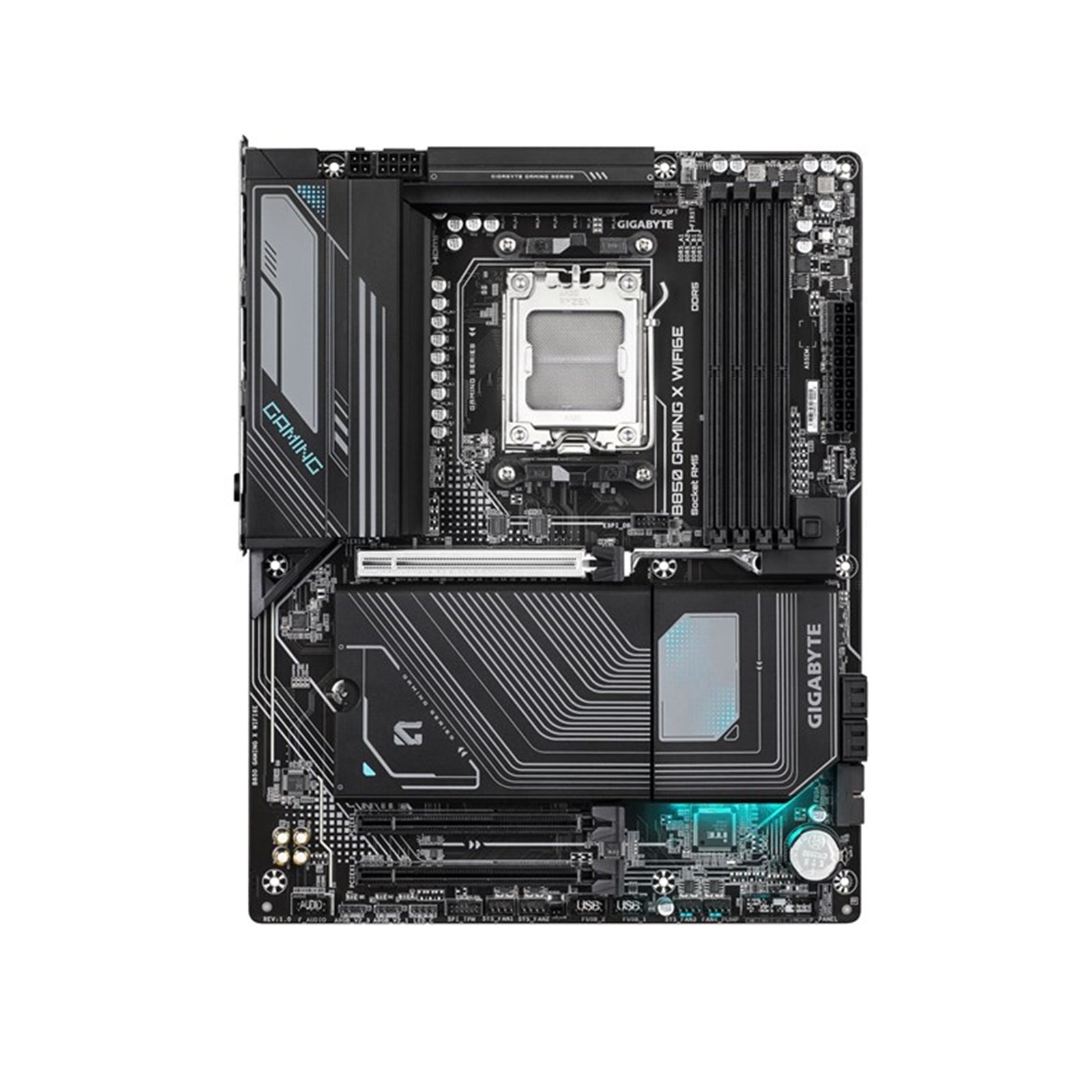 Gigabyte B850 GAMING X WIFI6E AMD AM5 Socket Motherboard, ATX, 4x DDR5 Slots, 3x M.2 Sockets, 2x USB-C Port, Fitted I/O Shield, 2.5GbE LAN, Wi-Fi 6E, 1x DisplayPort / 1x HDMI Port