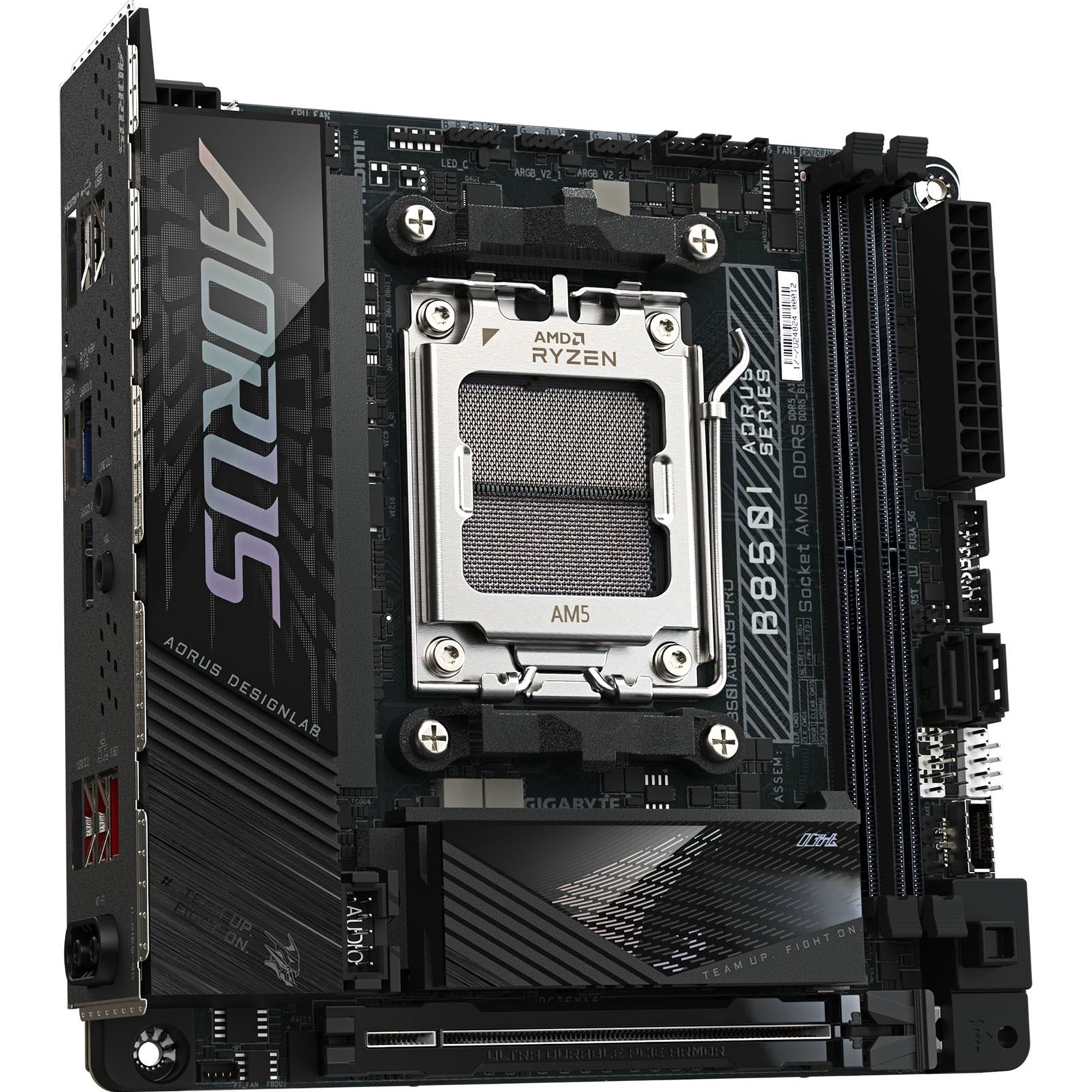 Gigabyte B850I AORUS PRO AMD AM5 Socket Motherboard, Mini-ITX, 2x DDR5 Slots, 2x M.2 Sockets, 2x USB-C Port, Fitted I/O Shield, 2.5GbE LAN, Wi-Fi 7, 1x HDMI Port