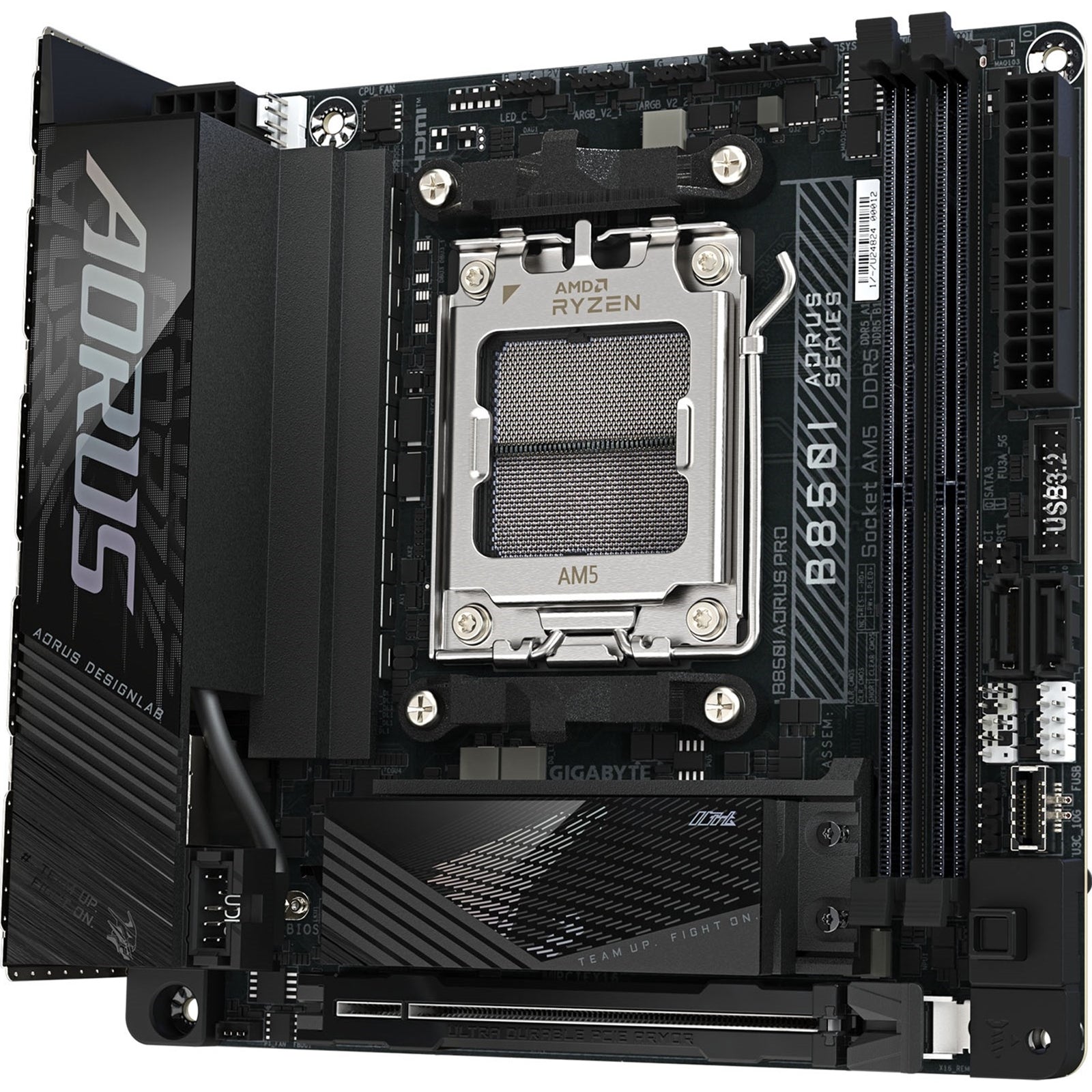 Gigabyte B850I AORUS PRO AMD AM5 Socket Motherboard, Mini-ITX, 2x DDR5 Slots, 2x M.2 Sockets, 2x USB-C Port, Fitted I/O Shield, 2.5GbE LAN, Wi-Fi 7, 1x HDMI Port