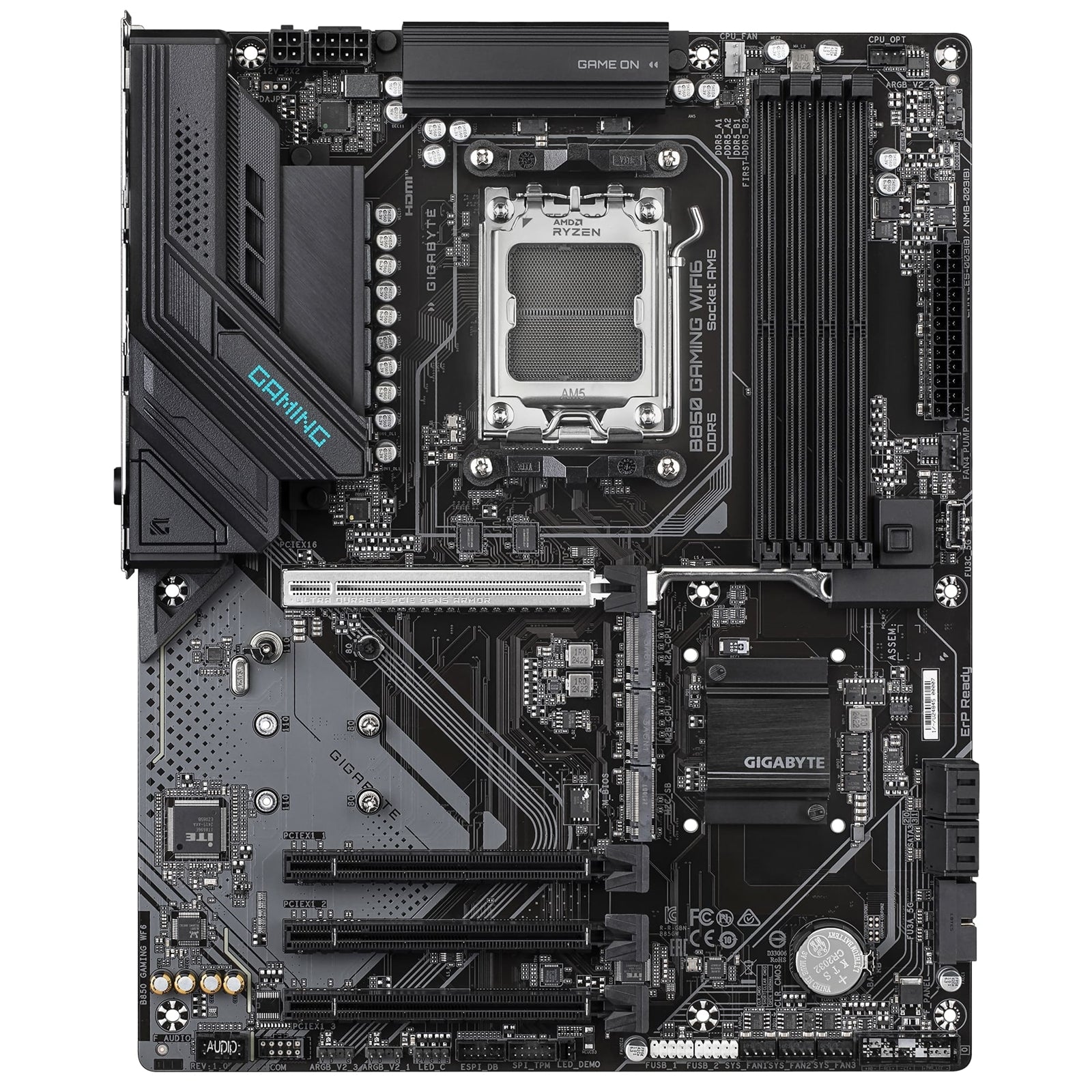 Gigabyte B850 GAMING WIFI6 AMD AM5 Socket Motherboard, ATX, 4x DDR5 Slots, 3x M.2 Sockets, 2x USB-C Port, Fitted I/O Shield, GbE LAN, Wi-Fi 6, 1x DisplayPort / 1x HDMI Port