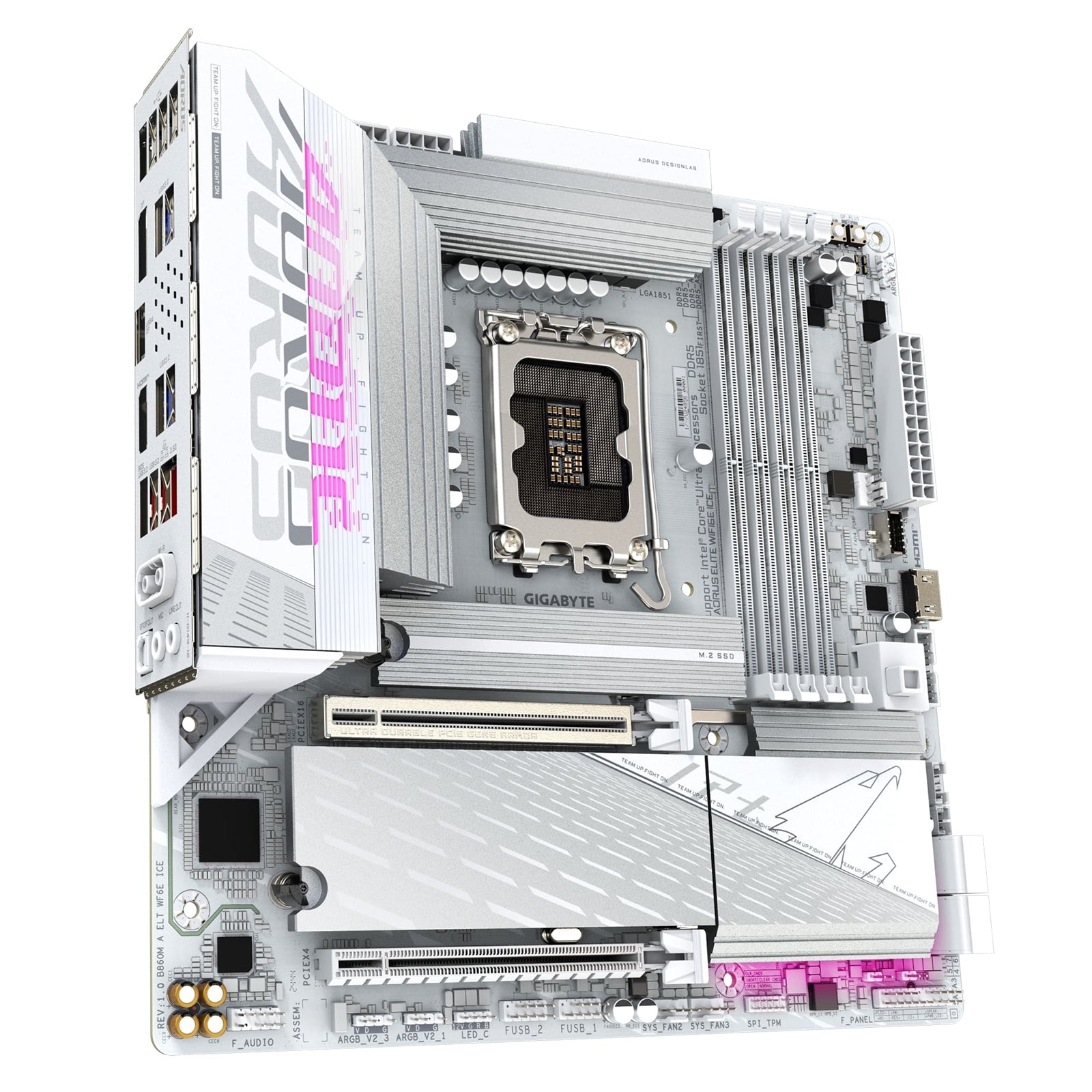 Gigabyte B860M AORUS ELITE WIFI6E ICE Intel 1851 Socket Motherboard, Micro-ATX, 4x DDR5 Slots, 3x M.2 Sockets, 2x USB-C Port, Fitted I/O Shield, 2.5GbE LAN, Wi-Fi 6E, 1x DisplayPort / 2x HDMI / 1x USB-C (USB4)