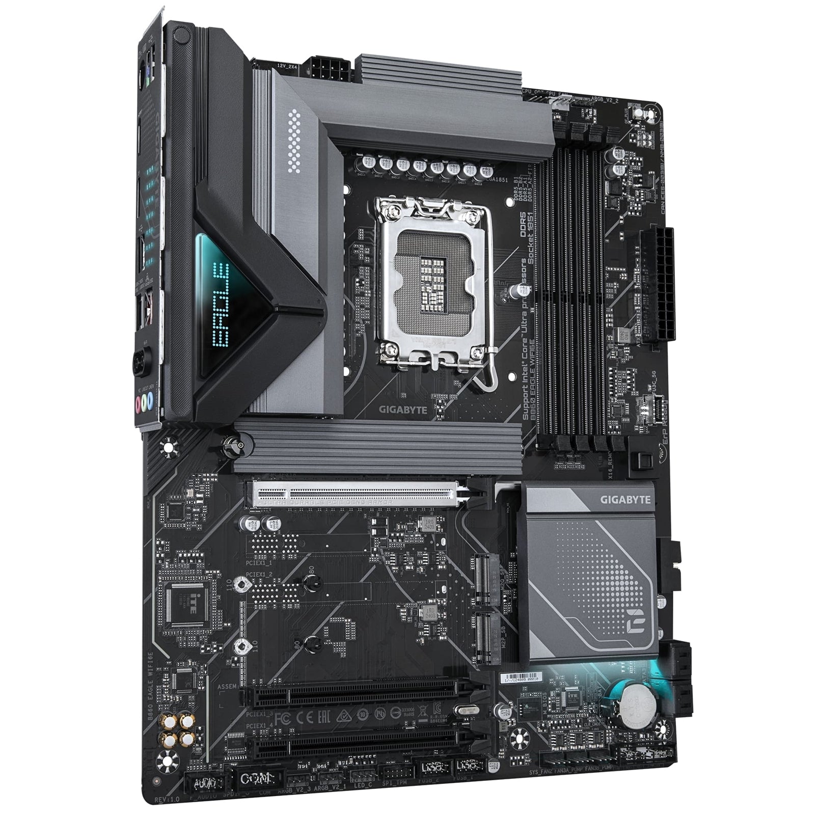 Gigabyte B860 EAGLE WIFI6E Intel 1851 Socket Motherboard, ATX, 4x DDR5 Slots, 3x M.2 Sockets, 2x USB-C Port, Fitted I/O Shield, 2.5GbE LAN, Wi-Fi 6E, 1x DisplayPort / 1x HDMI Port