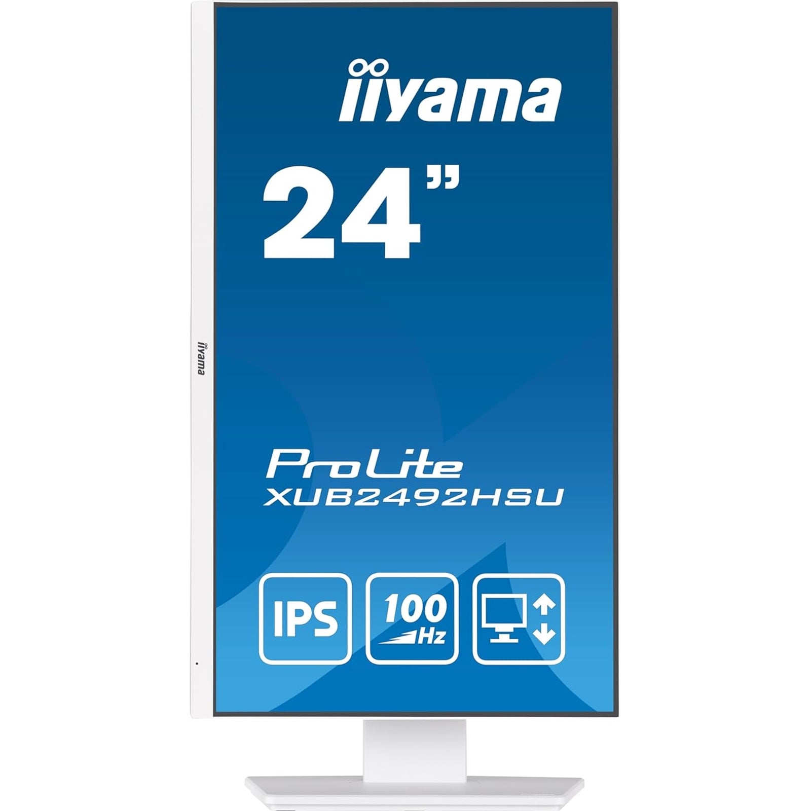 iiyama 24 Inch IPS Monitor XUB2492HSU-W6, Height Adjustable, Full HD, 100Hz, 0.4ms, FreeSync, HDMI, Display Port, USB Hub, White