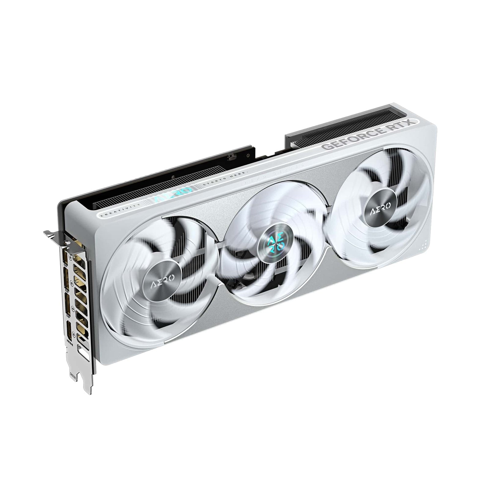 Gigabyte NVIDIA GeForce RTX 5080 AERO OC SFF 16G Graphics Card, 16GB GDDR7, 10752 CUDA Cores, 2730 MHz Core Clock, Triple Fan, White, RGB, 3x DisplayPorts / 1x HDMI Port