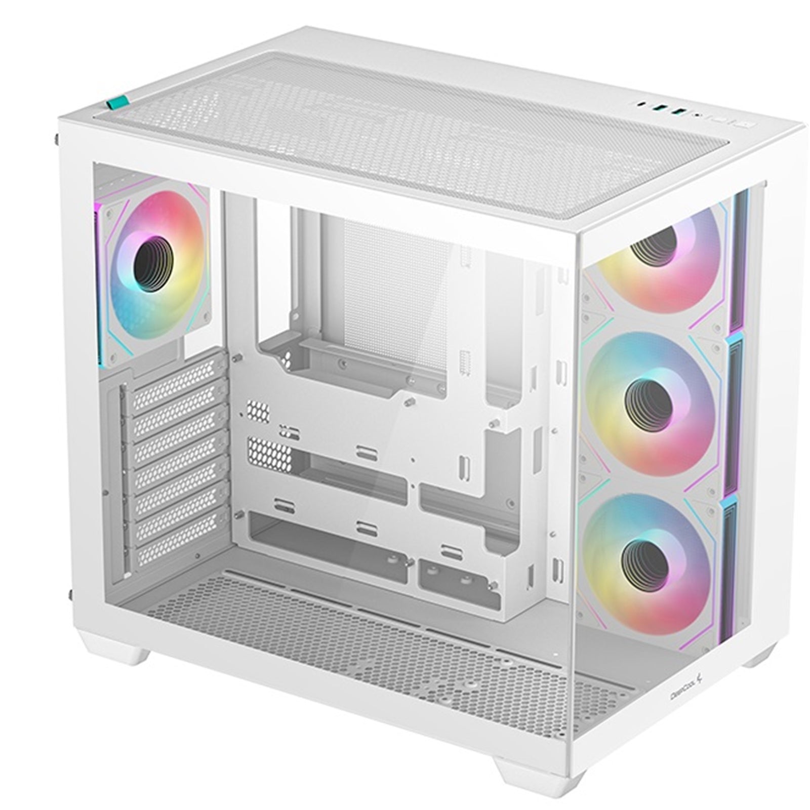 DeepCool CG530 4F Mid-Tower Case with Tempered Glass Panels, 4 Pre-Installed ARGB Fans, and Optimal Airflow Support, White