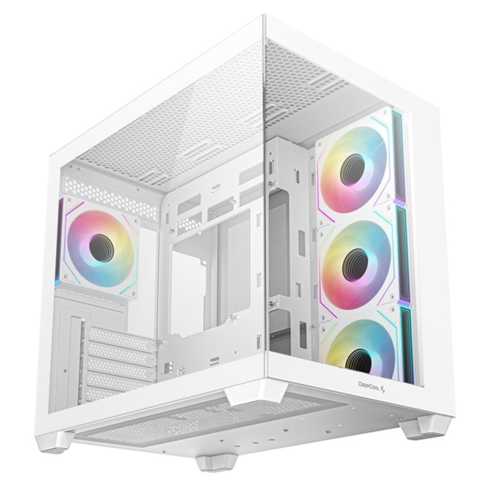 DeepCool CG530 4F Mid-Tower Case with Tempered Glass Panels, 4 Pre-Installed ARGB Fans, and Optimal Airflow Support, White