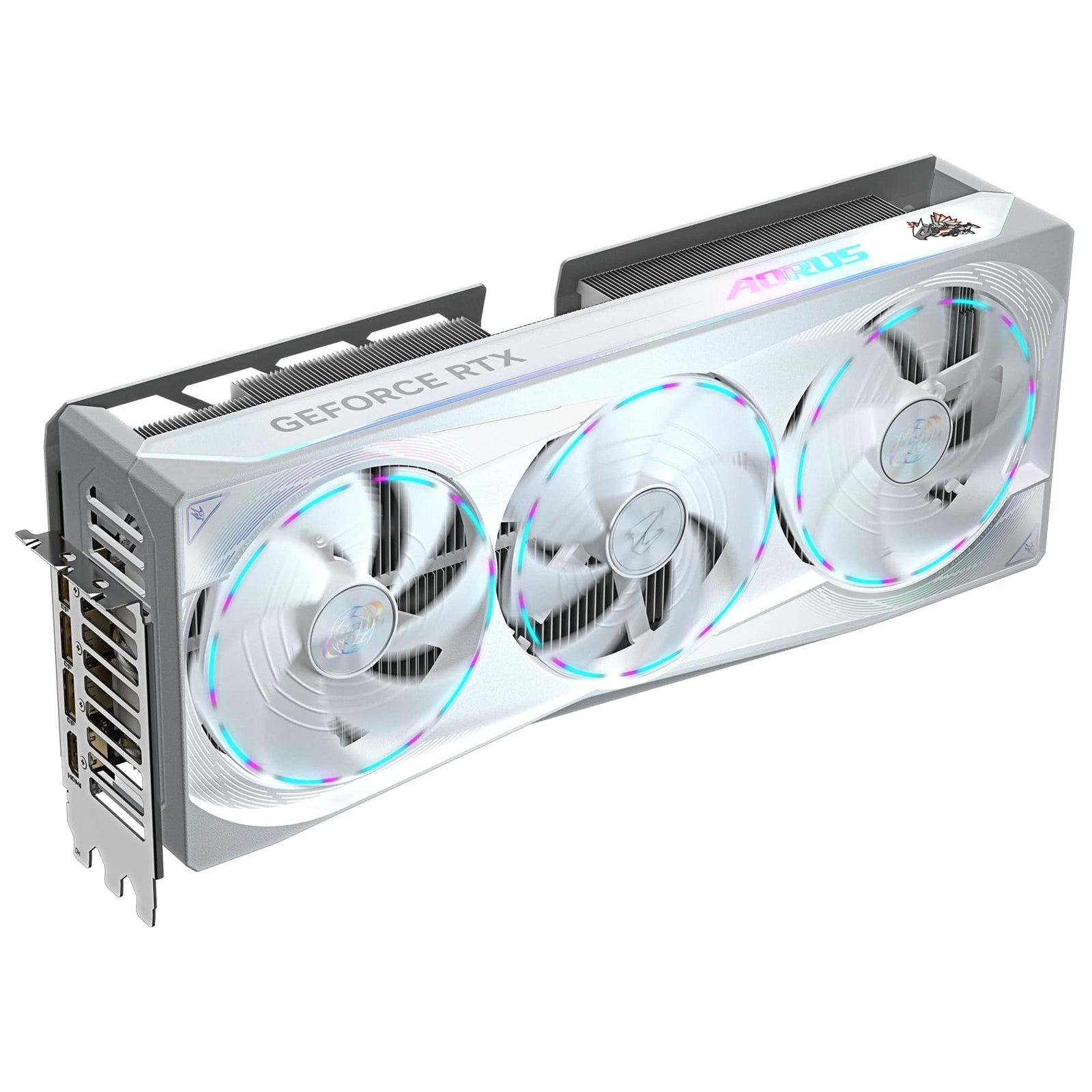 Gigabyte NVIDIA GeForce RTX 5080 AORUS MASTER ICE 16G Graphics Card, 16GB GDDR7, 10752 CUDA Cores, 2805 MHz Core Clock, Triple Fan, White, RGB, 3x DisplayPorts / 1x HDMI Port