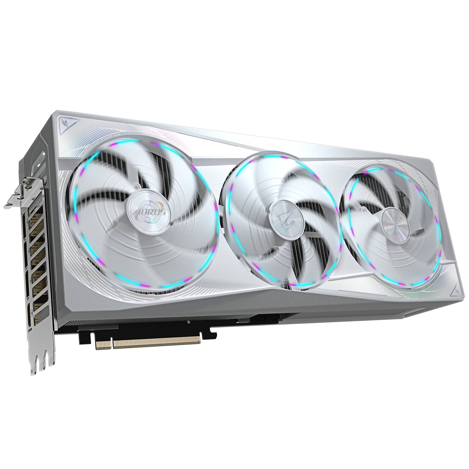 Gigabyte NVIDIA GeForce RTX 5080 AORUS MASTER ICE 16G Graphics Card, 16GB GDDR7, 10752 CUDA Cores, 2805 MHz Core Clock, Triple Fan, White, RGB, 3x DisplayPorts / 1x HDMI Port