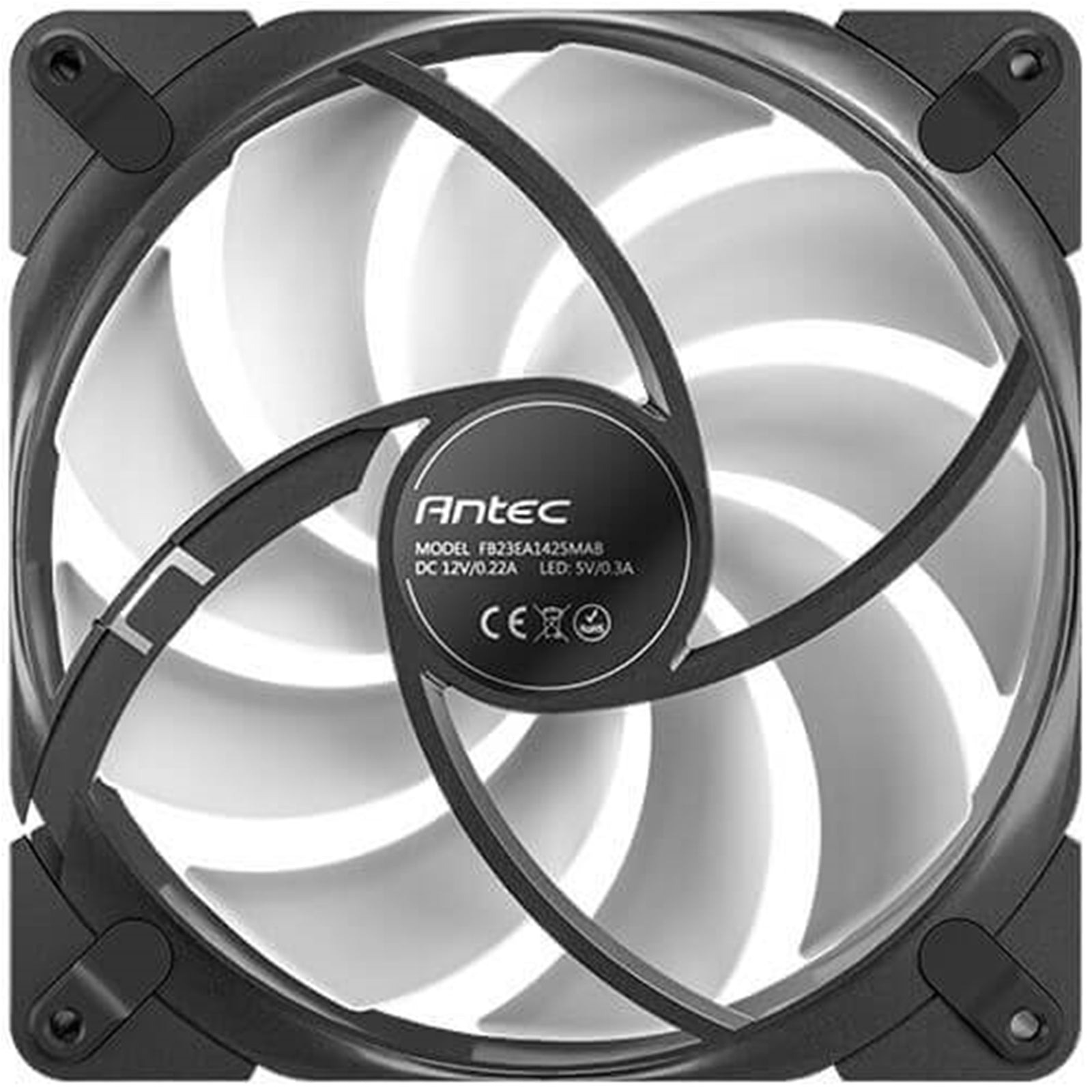 Antec Tranquil 140 ARGB PWM Case Fan - Fluid Dynamic Bearing, 450-1500 RPM, Black