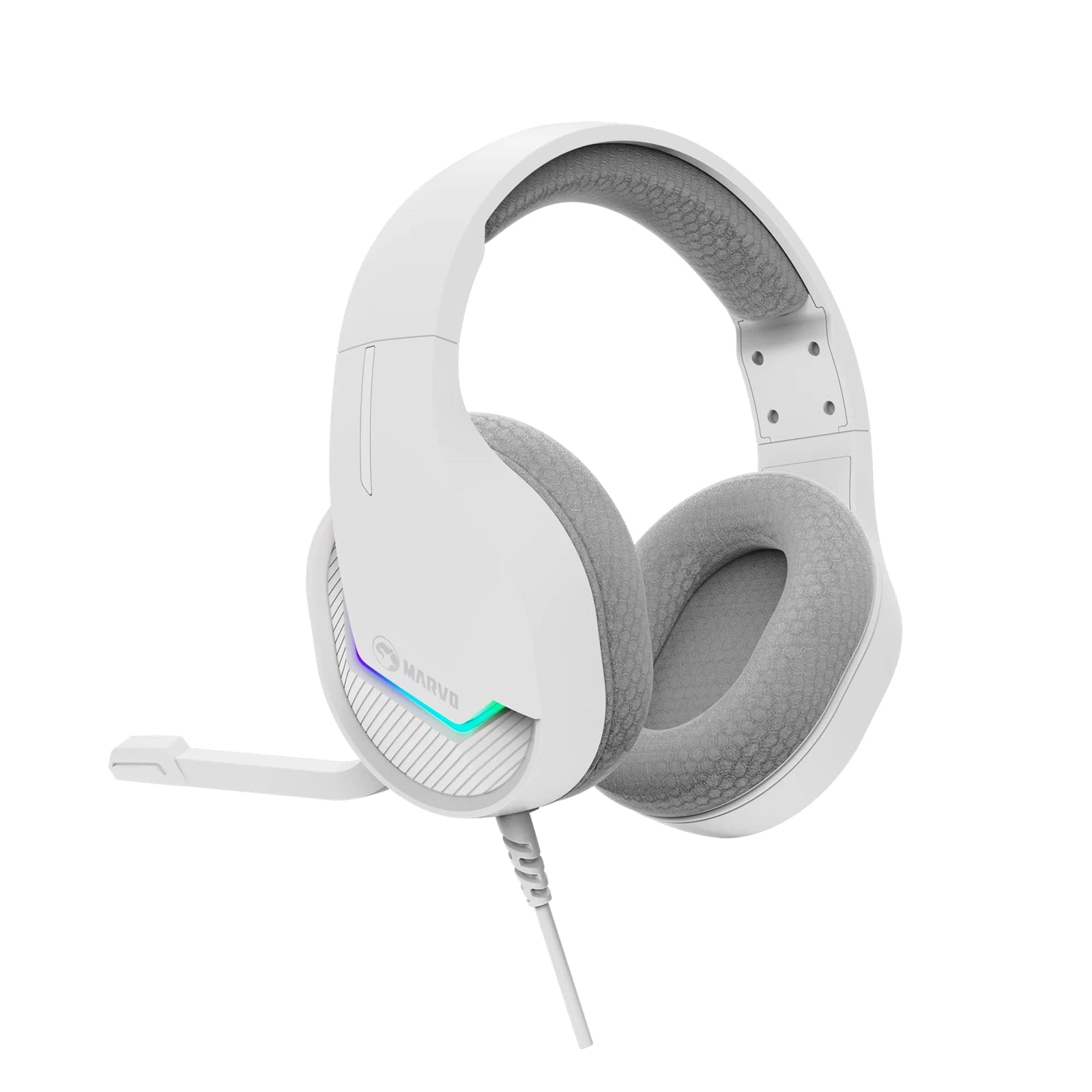 Marvo Scorpion H8618 Tactic 40 USB 2.0 Wired Gaming RGB Headset (White)