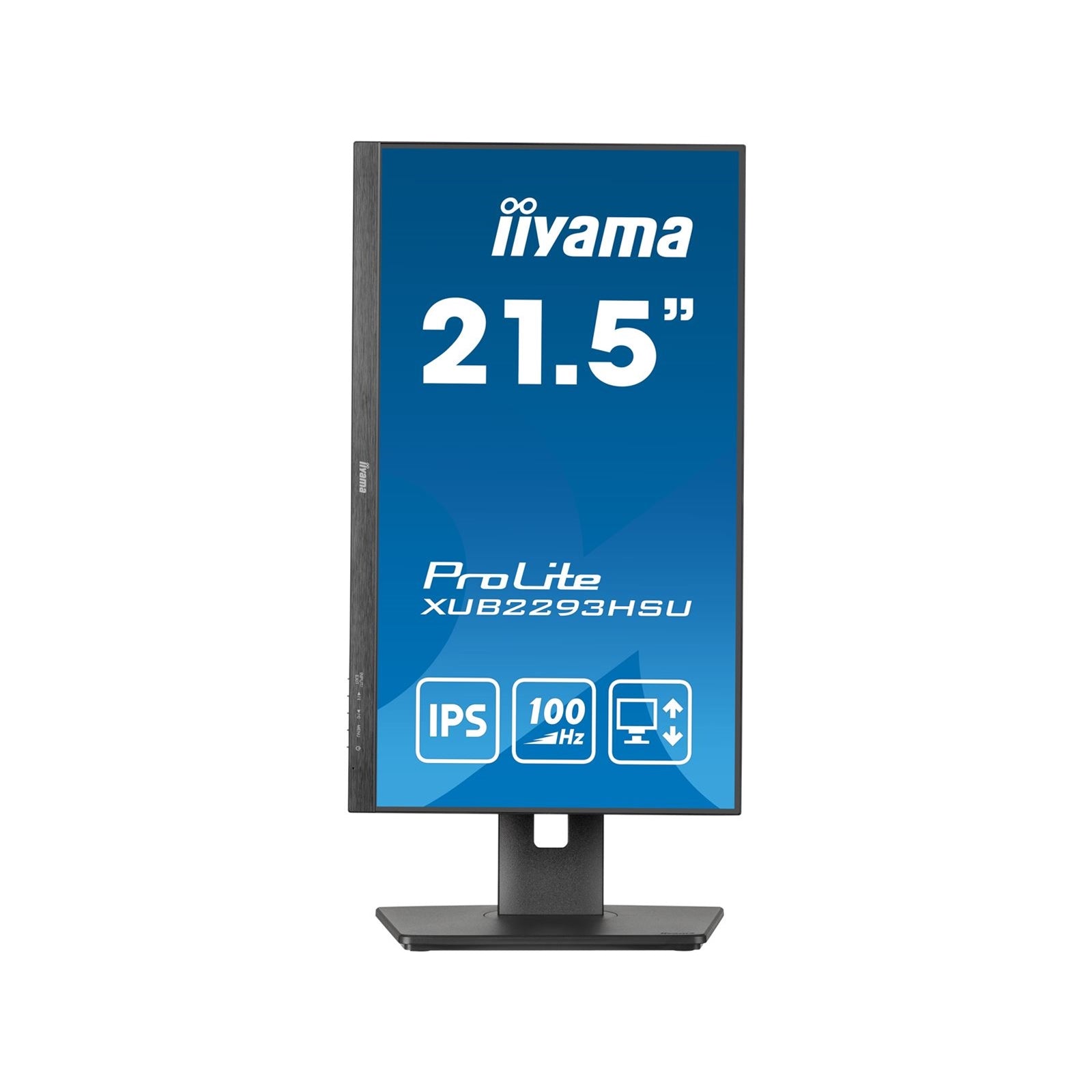 iiyama PROLITE XUB2293HSU-B7 22 inch IPS Monitor, Full HD, 1ms, USB Hub, HDMI, DisplayPort, Freesync, 100Hz, Speakers, Black, Internal PSU, VESA, Height Adjustable, Pivot