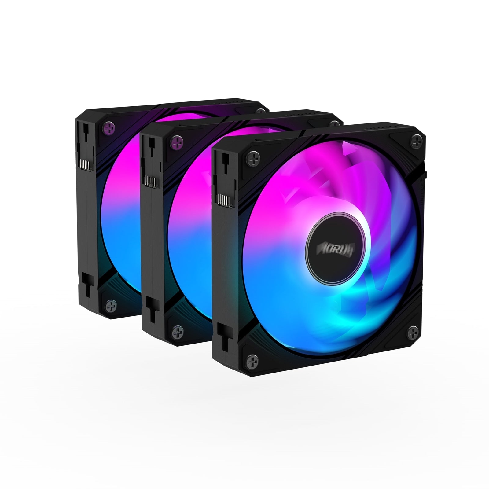 Gigabyte AORUS EZ Chain Fan 120 Ice 120mm ARGB Fans with Easy Daisy-Chain Setup 3-Pack Black