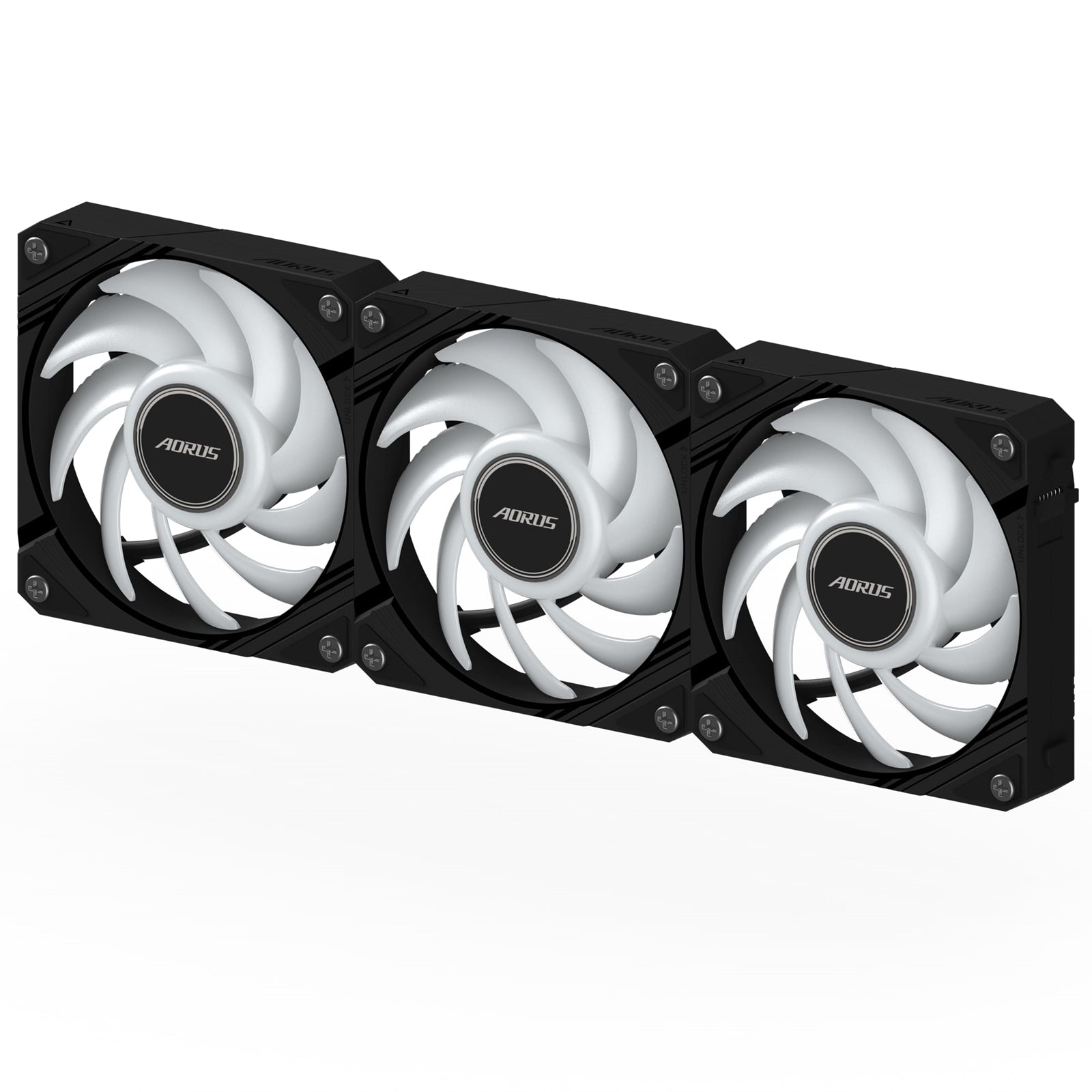 Gigabyte AORUS EZ Chain Fan 120 Ice 120mm ARGB Fans with Easy Daisy-Chain Setup 3-Pack Black
