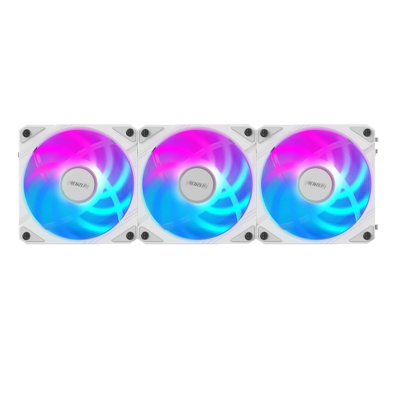 Gigabyte AORUS EZ Chain Fan 120 Ice 120mm ARGB Fans with Easy Daisy-Chain Setup 3-Pack White