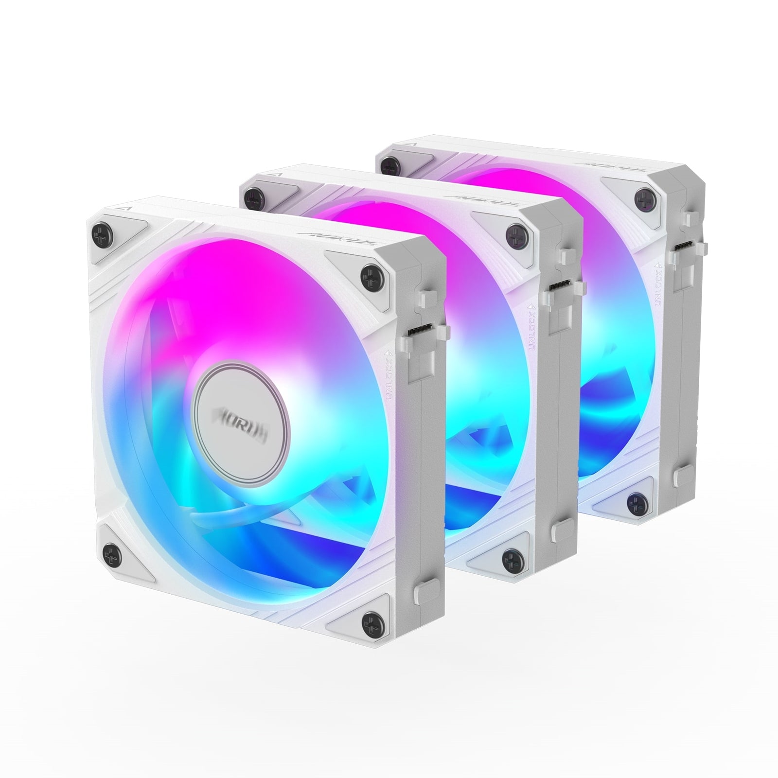Gigabyte AORUS EZ Chain Fan 120 Ice 120mm ARGB Fans with Easy Daisy-Chain Setup 3-Pack White