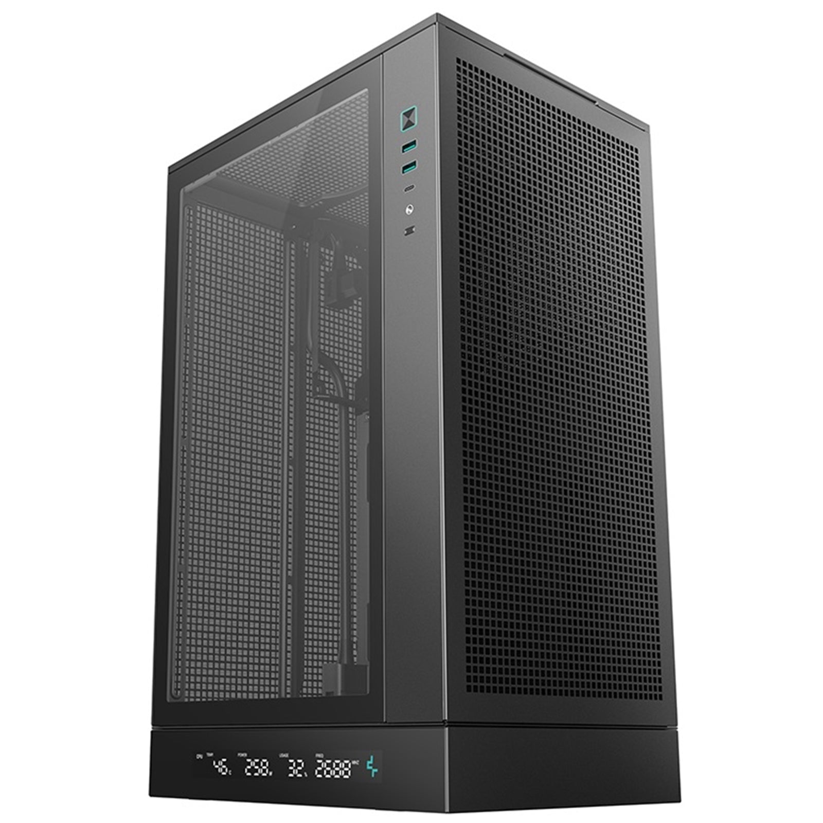 DeepCool CH270 Digital Micro-ATX Case, Mini-Tower PC Case with Tempered Glass Side Panel, USB-C Port, High Airflow Support for 360mm Radiator, ATX PSU, Black