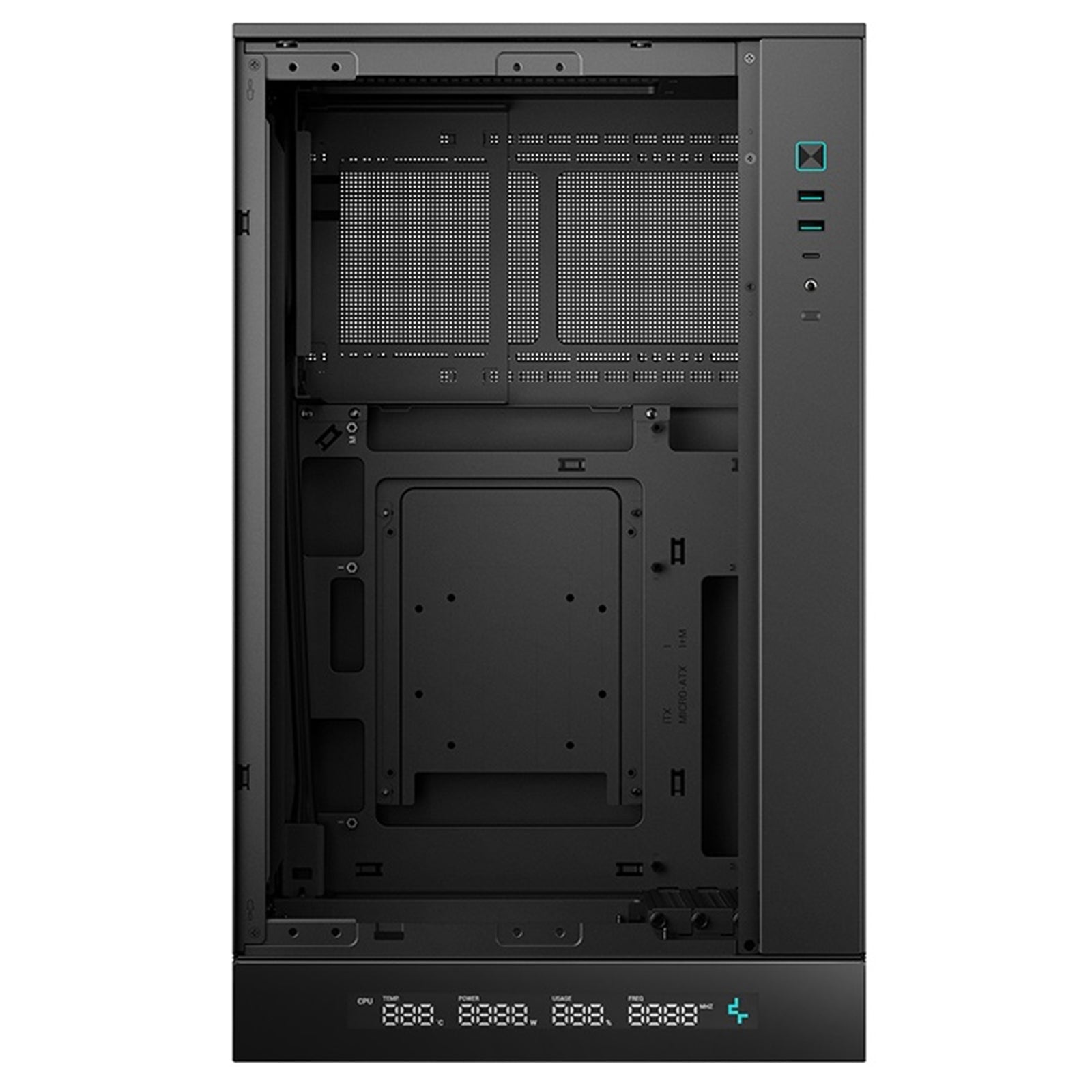 DeepCool CH270 Digital Micro-ATX Case, Mini-Tower PC Case with Tempered Glass Side Panel, USB-C Port, High Airflow Support for 360mm Radiator, ATX PSU, Black