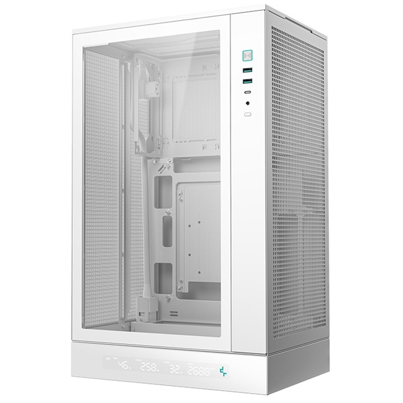 DeepCool CH270 Digital Micro-ATX Case, Mini-Tower PC Case with Tempered Glass Side Panel, USB-C Port, High Airflow Support for 360mm Radiator, ATX PSU, White