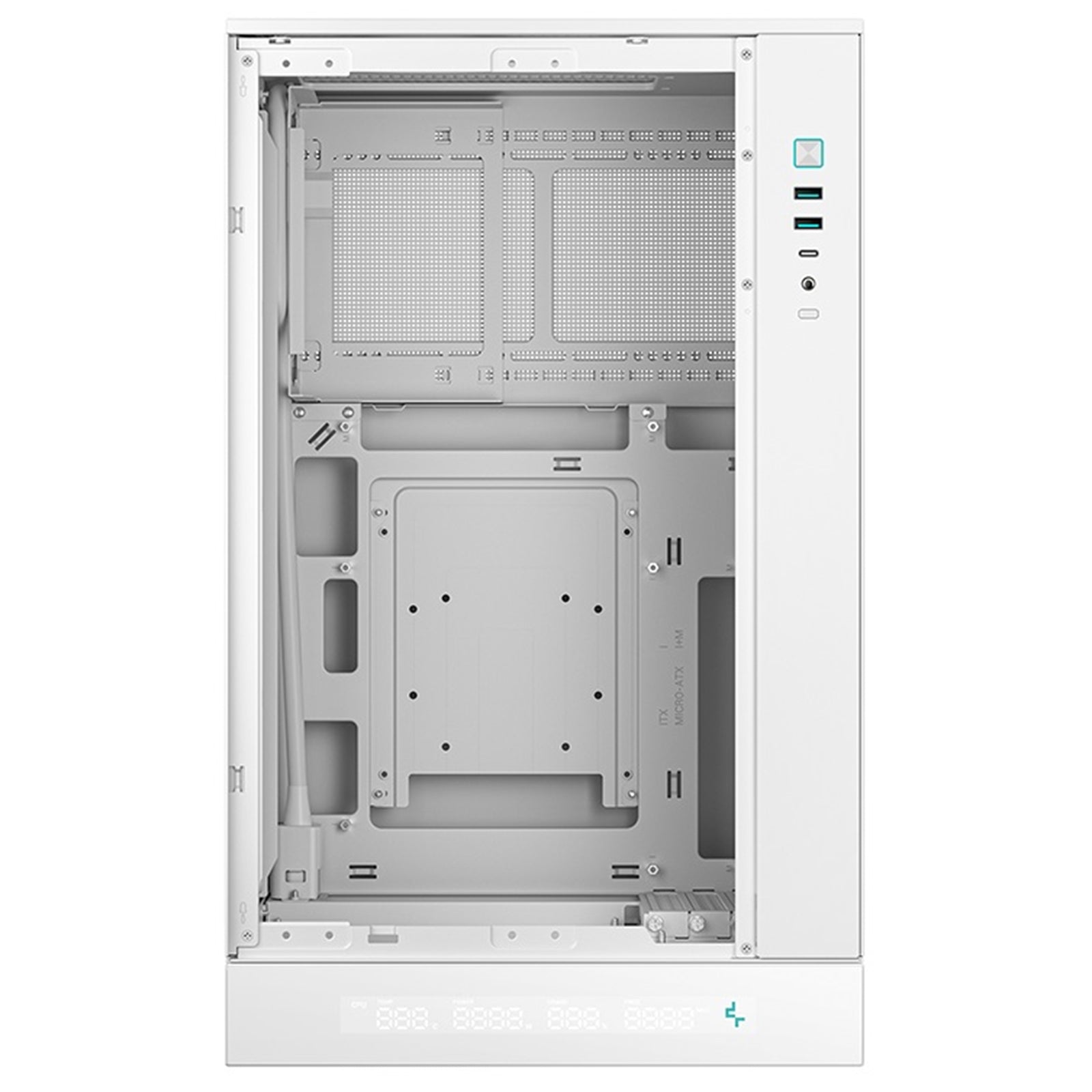 DeepCool CH270 Digital Micro-ATX Case, Mini-Tower PC Case with Tempered Glass Side Panel, USB-C Port, High Airflow Support for 360mm Radiator, ATX PSU, White