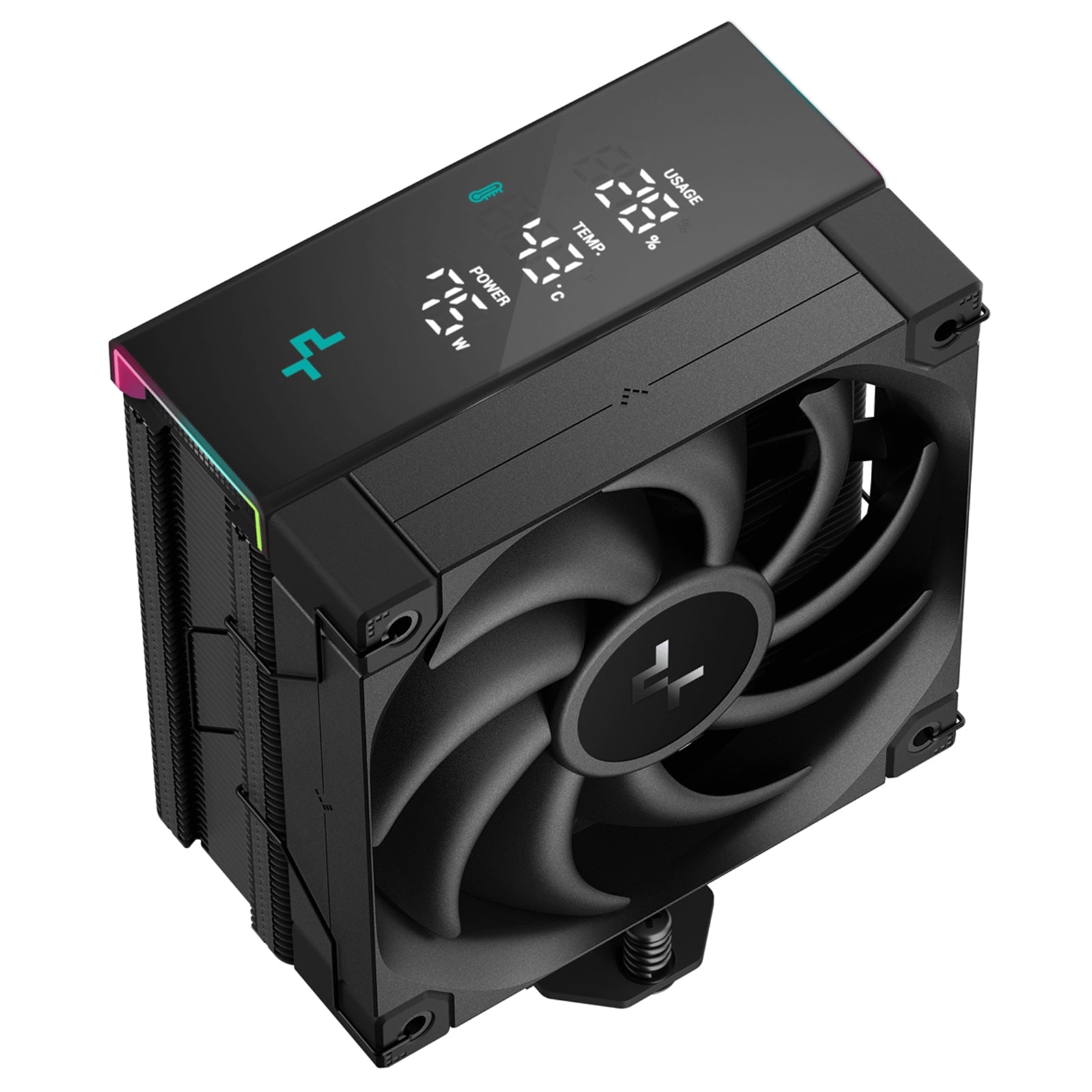 DeepCool AK400 Digital Pro CPU Air Cooler, ARGB Fan & Digital Display, 120mm PWM Fan, 4 Copper Heatpipes, Quiet Operation, Intel & AMD Compatible Black