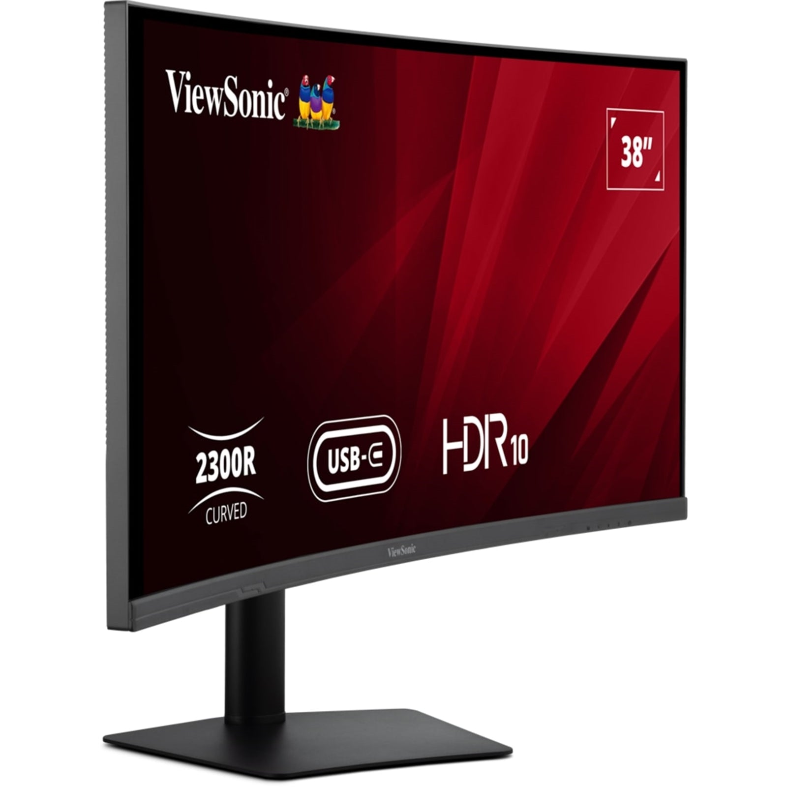 Viewsonic VA3820C 38 Inch UltraWide Quad HD LED Curved Monitor with USB-C Hub, 4.8ms,  HDMI, Display Port, 3840 x 1600, 75Hz, Speakers, Height Adjustable, Black