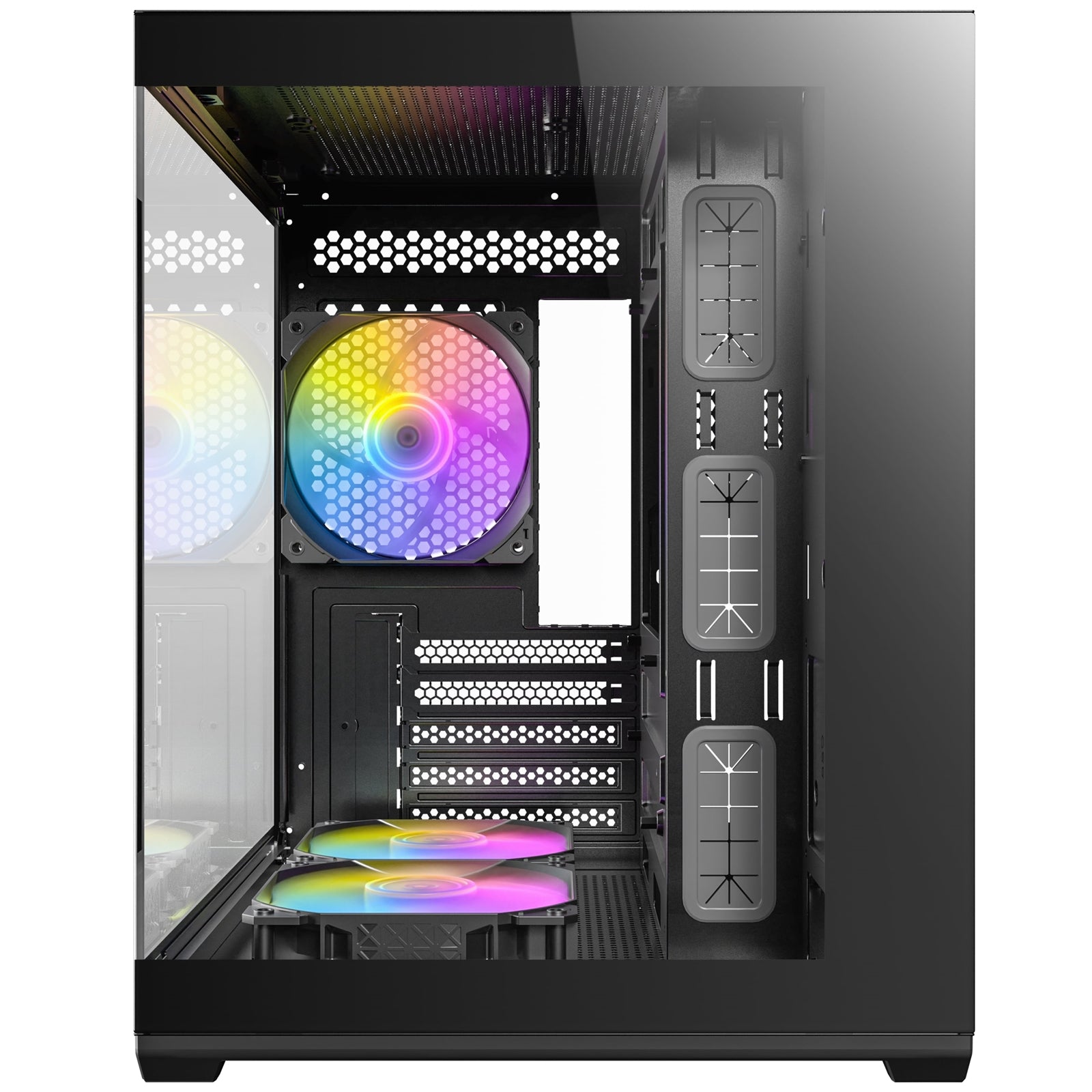 Antec CX60M ARGB Mini Tower Micro ATX Gaming Case, Black, Tempered Glass Panels, Dual Chamber Design, Vertical Cooling, Pre-Installed ARGB Fans, Water Cooling Support,