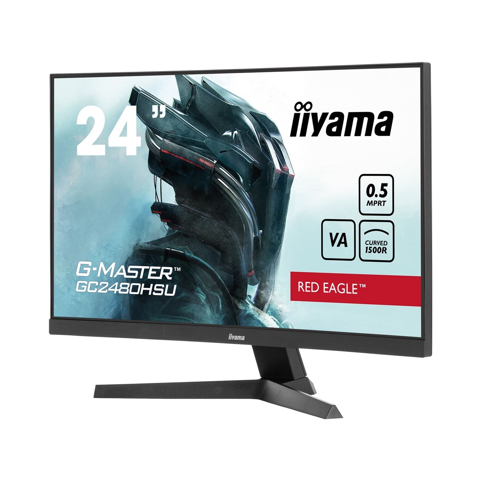 iiyama G-Master GC2480HSU-B1 Red Eagle Curved Gaming Monitor, 23.6 Inch,Full HD, 180Hz, 0.5ms, FreeSync, HDMI, Display Port, USB Hub