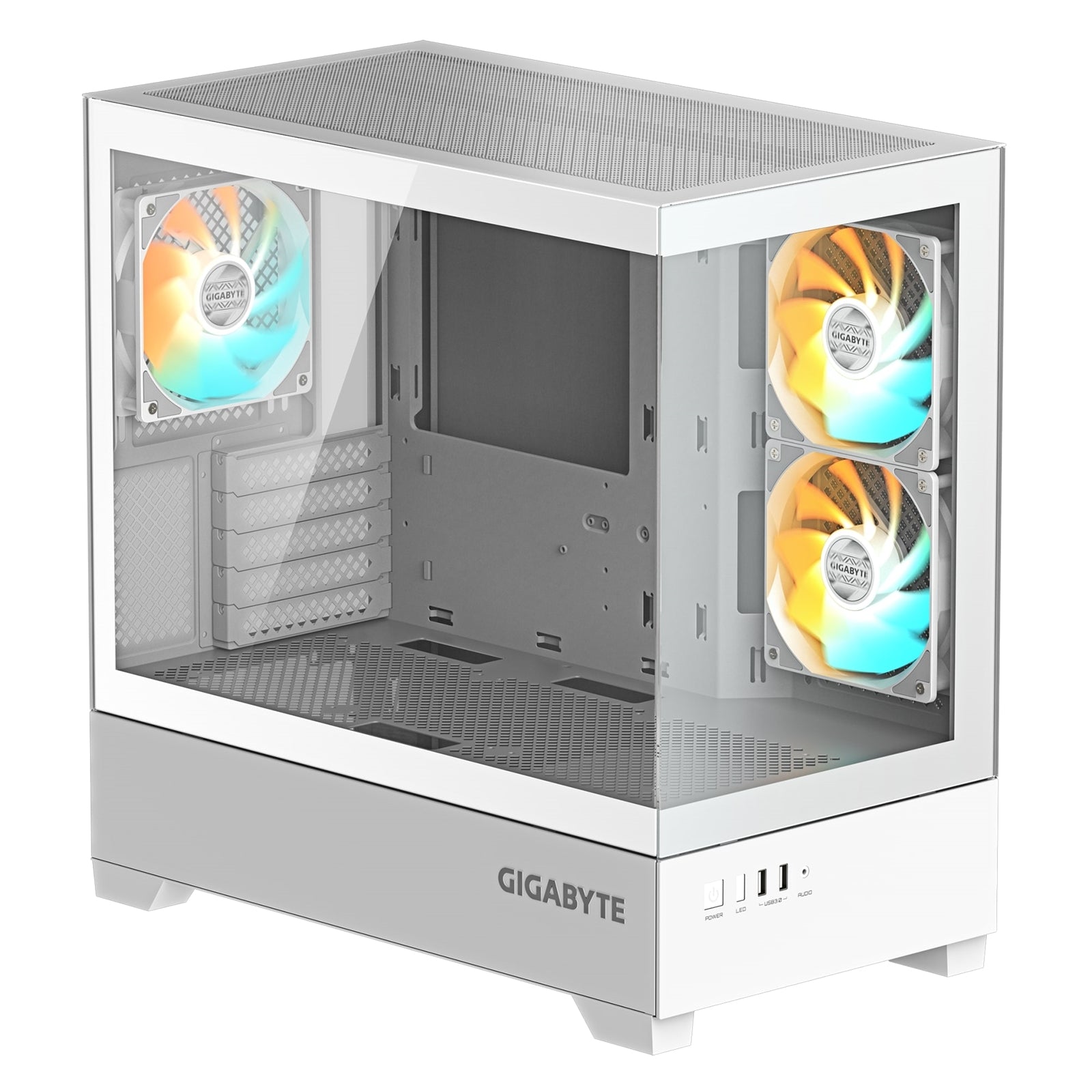 GIGABYTE C201 PANORAMIC ICE RGB Gaming PC Case, Tempered Glass, Optimized Airflow, mini-ITX/m-ATX
