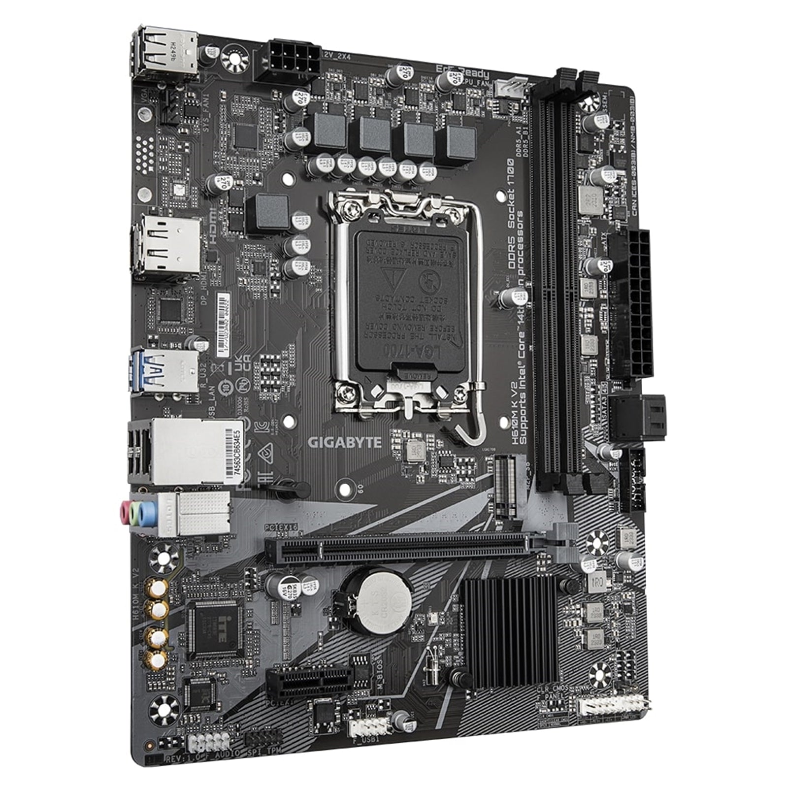 Gigabyte H610M K V2 DDR5 Intel Socket 1700 Micro ATX Motherboard, PCIe 4.0 Design, Gen3 x4 M.2 ,GbE LAN ,Anti-Sulfur Resistor, Smart Fan 6