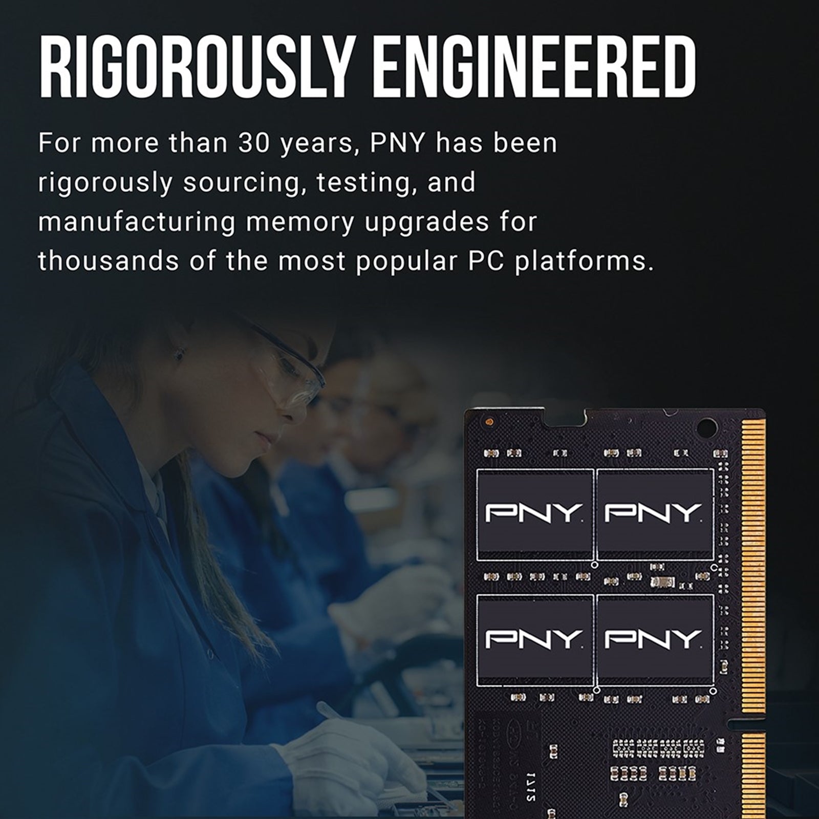 PNY (MN16GBSD43200-SI) 16GB, PERFORMANCE DDR4 3200MHz, SODIMM Notebook Memory, CL22, Single channel