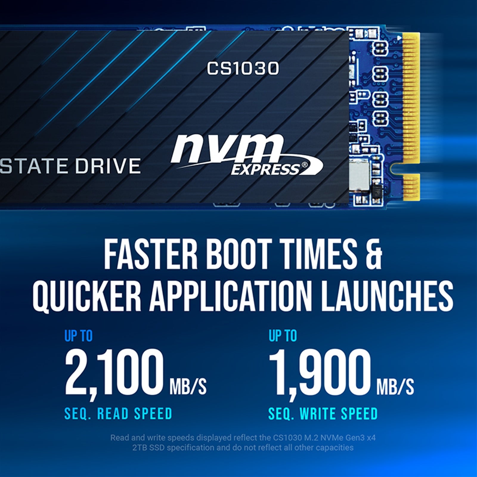 PNY (M280CS1030-500-RB) CS1030 M.2 NVMe 500GB SSD, PCIe Gen3 x4, Sequential Read of up to 2,000 MB/s and Write of up to 1,100 MB/s