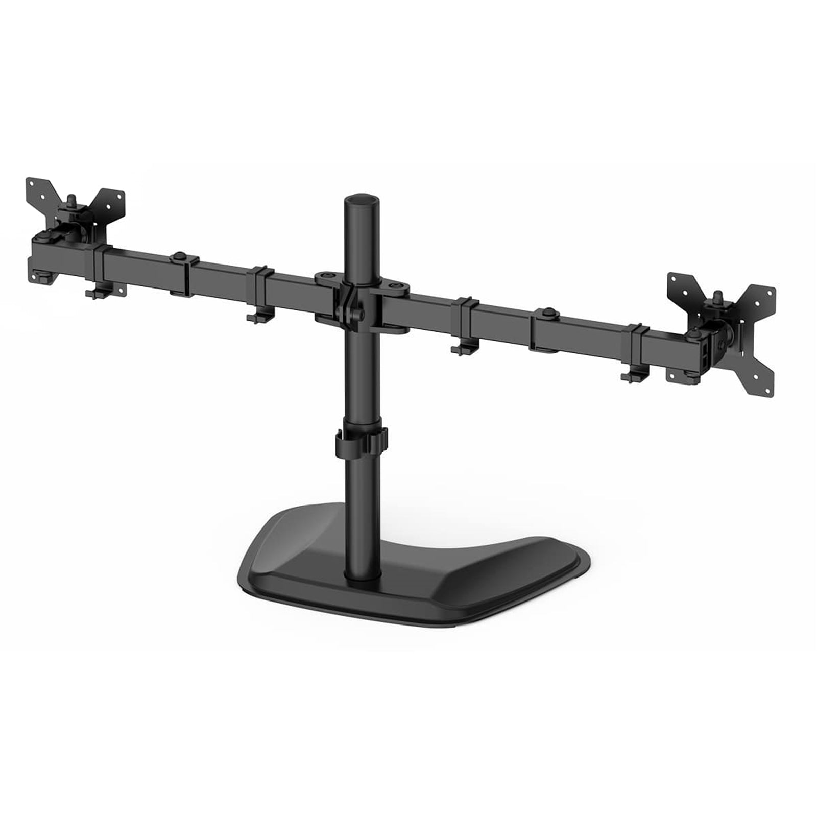GameMax Dual Monitor Arm Stand LCD Desk Mount Freestanding For Two 13 Inch To 27 Inch Monitors, VESA Dimensions Of 75x75 mm or 100x100 mm, 180 Degrees Swivel, Black