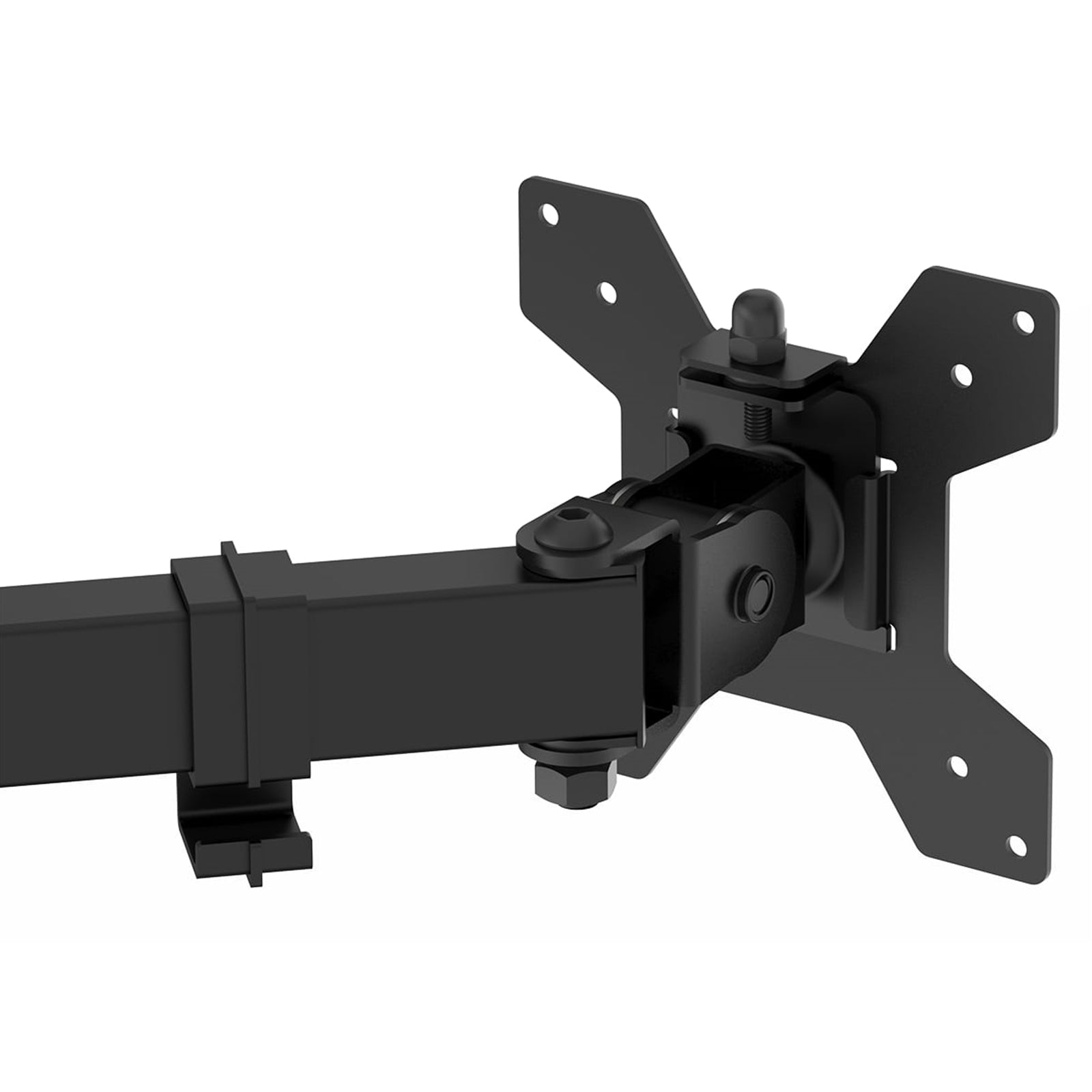 GameMax Dual Monitor Arm Stand LCD Desk Mount Freestanding For Two 13 Inch To 27 Inch Monitors, VESA Dimensions Of 75x75 mm or 100x100 mm, 180 Degrees Swivel, Black