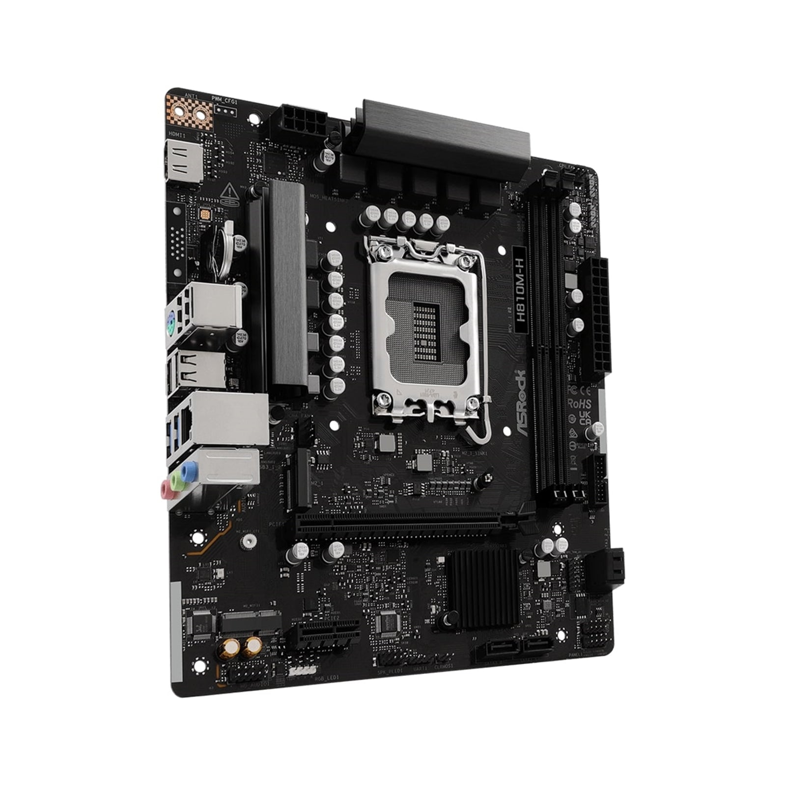 ASRock H810M-H Intel Socket 1851 Motherboard, 2 x DDR5 DIMM Slots, 1 x Hyper M.2 Socket , ASRock Intel 4-Layer Memory POOL 1 x HDMI Port/ 1 x Display Port