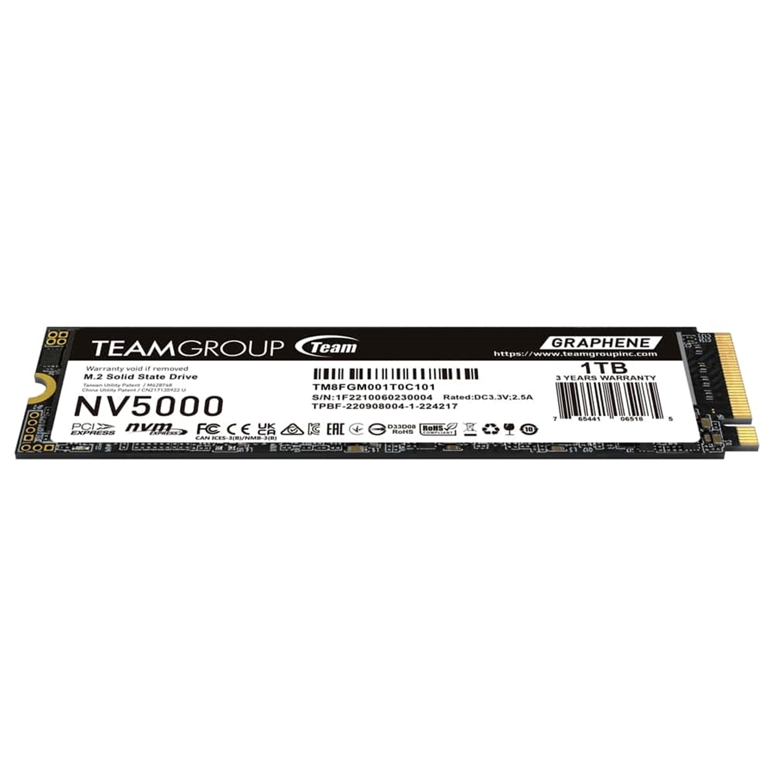 Team NV5000 (TM8FGM001T0C101) 1TB M.2 Interface, PCIe Gen4x4 with NVMe, 2280, Read 5000MB/s, Write 3000MB/s, 3 Year Warranty