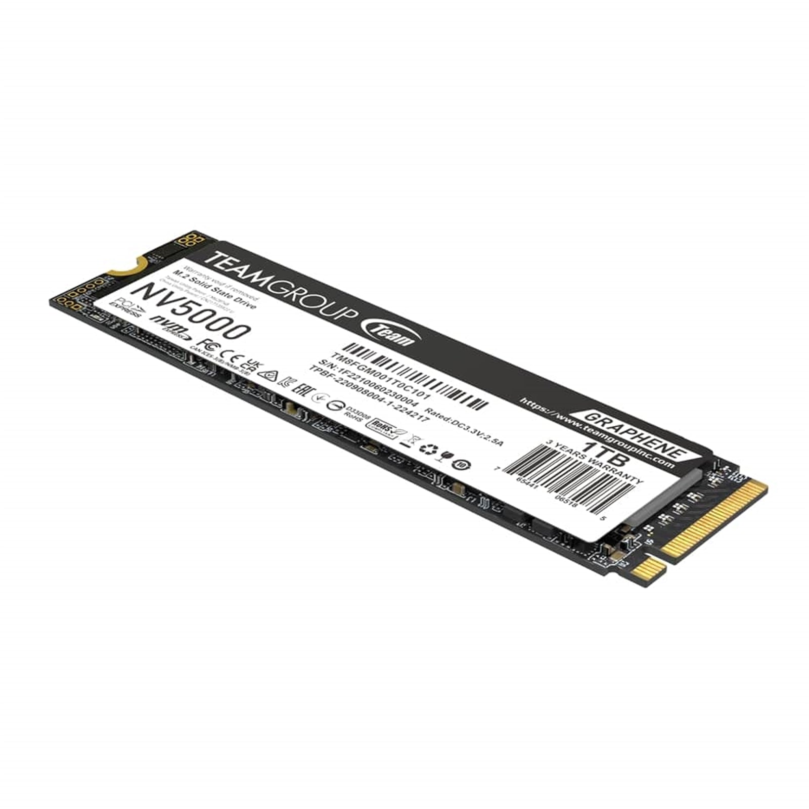 Team NV5000 (TM8FGM001T0C101) 1TB M.2 Interface, PCIe Gen4x4 with NVMe, 2280, Read 5000MB/s, Write 3000MB/s, 3 Year Warranty