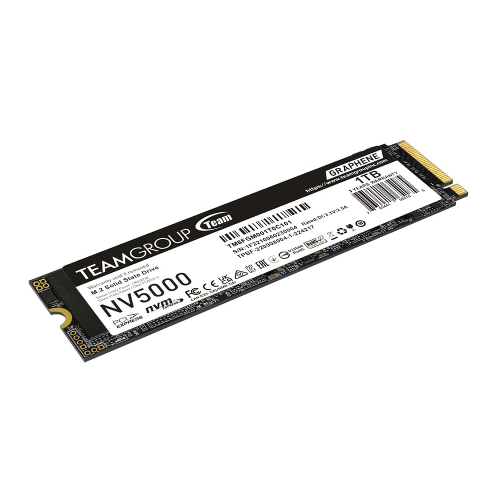 Team NV5000 (TM8FGM001T0C101) 1TB M.2 Interface, PCIe Gen4x4 with NVMe, 2280, Read 5000MB/s, Write 3000MB/s, 3 Year Warranty