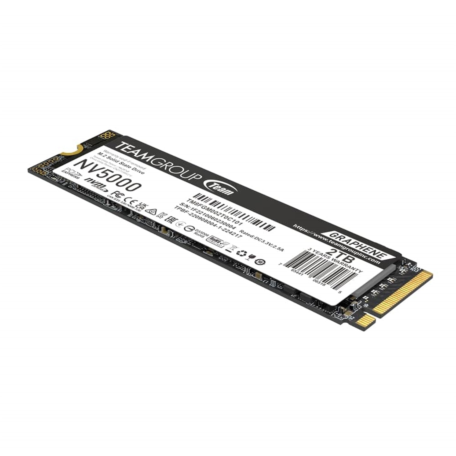 Team NV5000 (TM8FGM002T0C101) 2TB M.2 Interface, PCIe Gen4x4 with NVMe, 2280, Read 4500MB/s, Write 1900MB/s, 3 Year Warranty