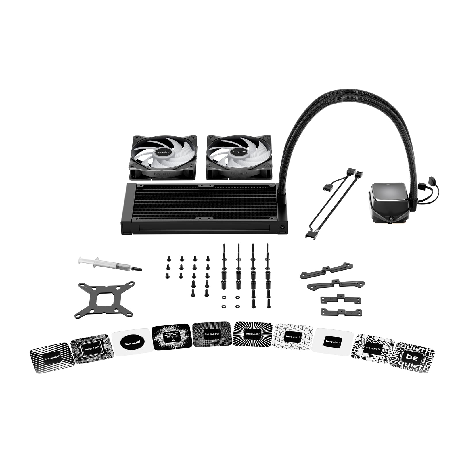 be quiet! Pure Loop 3 LX Liquid CPU Cooler, Universal Socket, 240mm Radiator, 2 x Light  Wings LX PWM High Speed, Stylish ARGB cooling block featuring 10 included lighting foils, 3-year manufacurer's warranty.