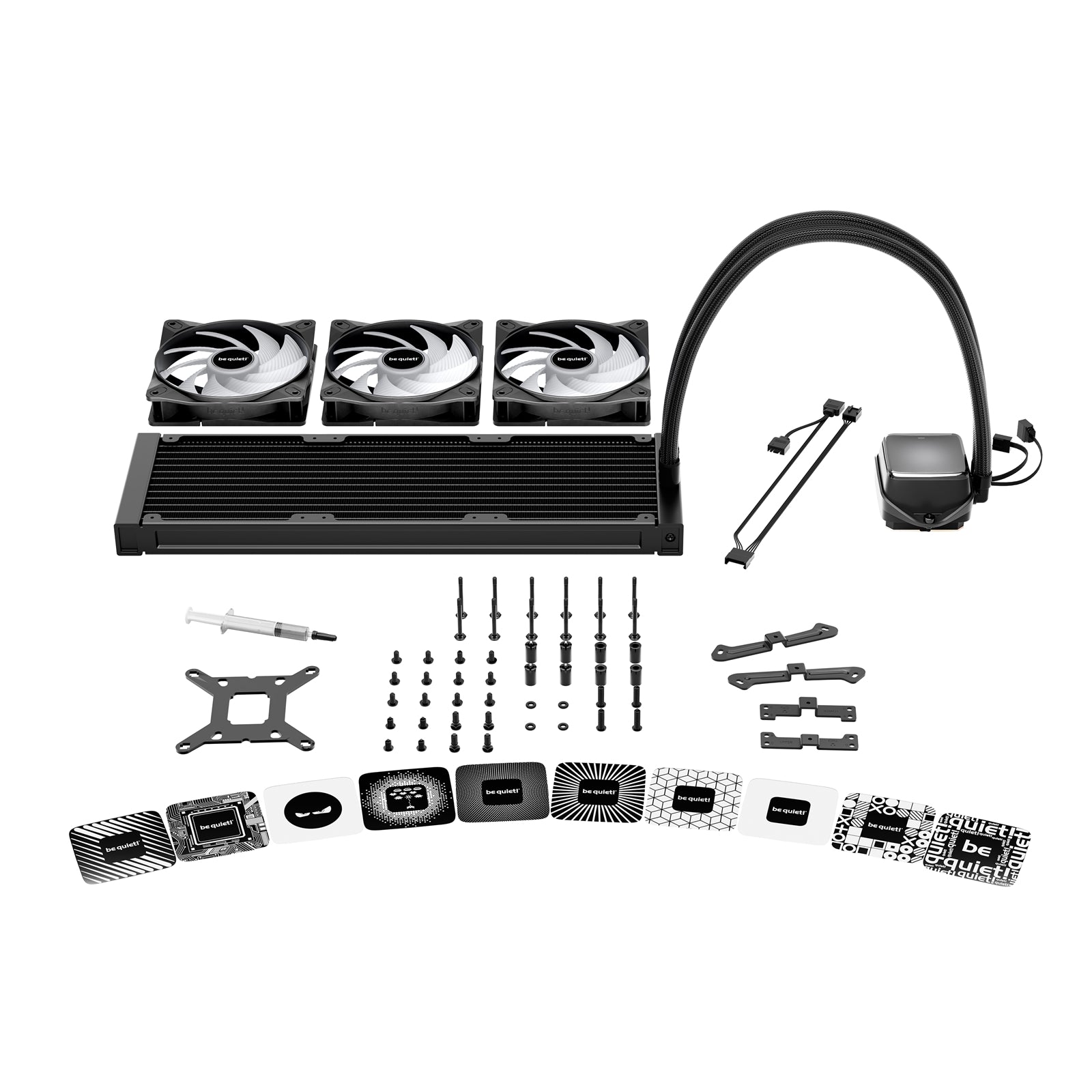 be quiet! Pure Loop 3 LX Liquid CPU Cooler, Universal Socket, 240mm Radiator, 3 x Light  Wings LX PWM High Speed, Stylish ARGB cooling block featuring 10 included lighting foils, 3-year manufacurer's warranty.